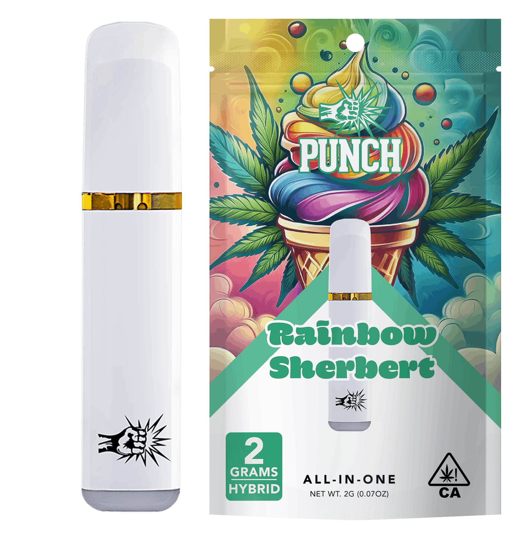 Rainbow Sherbert Distillate AIO (2g) Hybrid - Punch Edibles & Extracts -  - $25.21 - Vapes