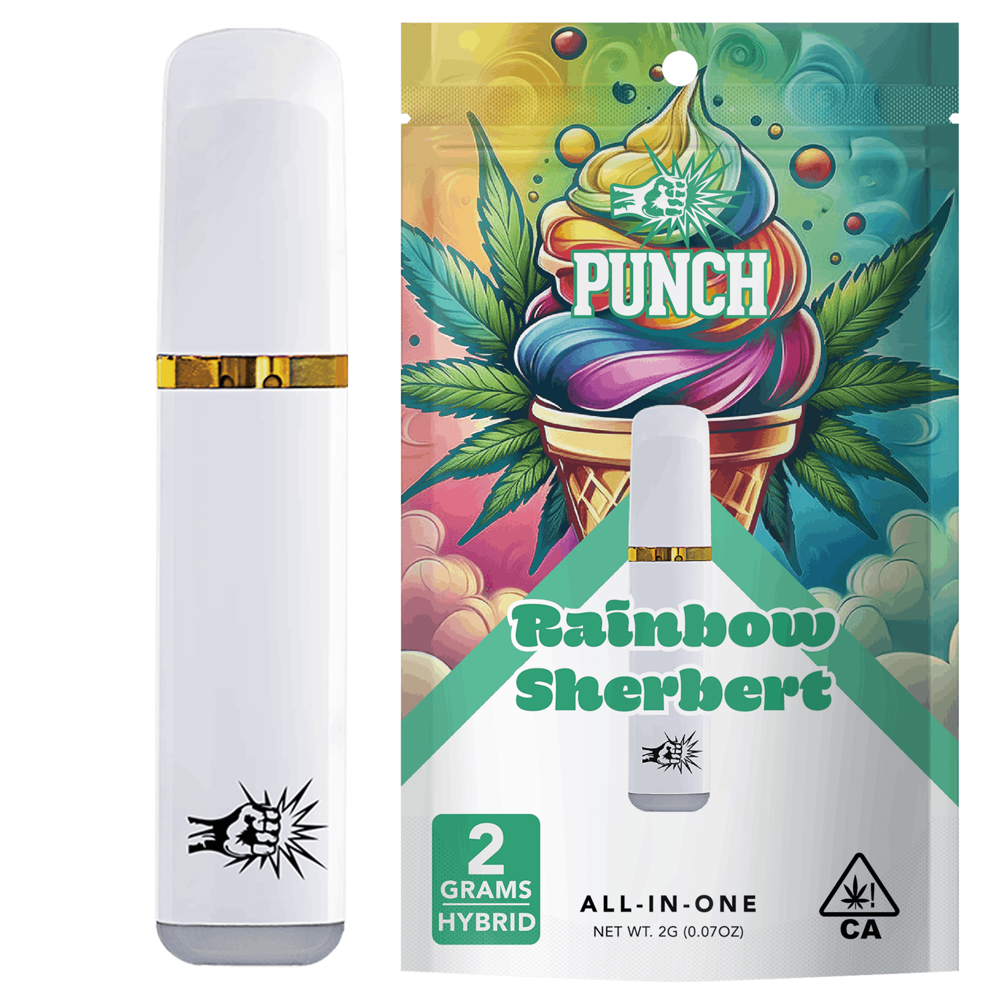 Rainbow Sherbert Distillate AIO (2g) Hybrid - Punch Edibles & Extracts - - $25.21 - Vapes