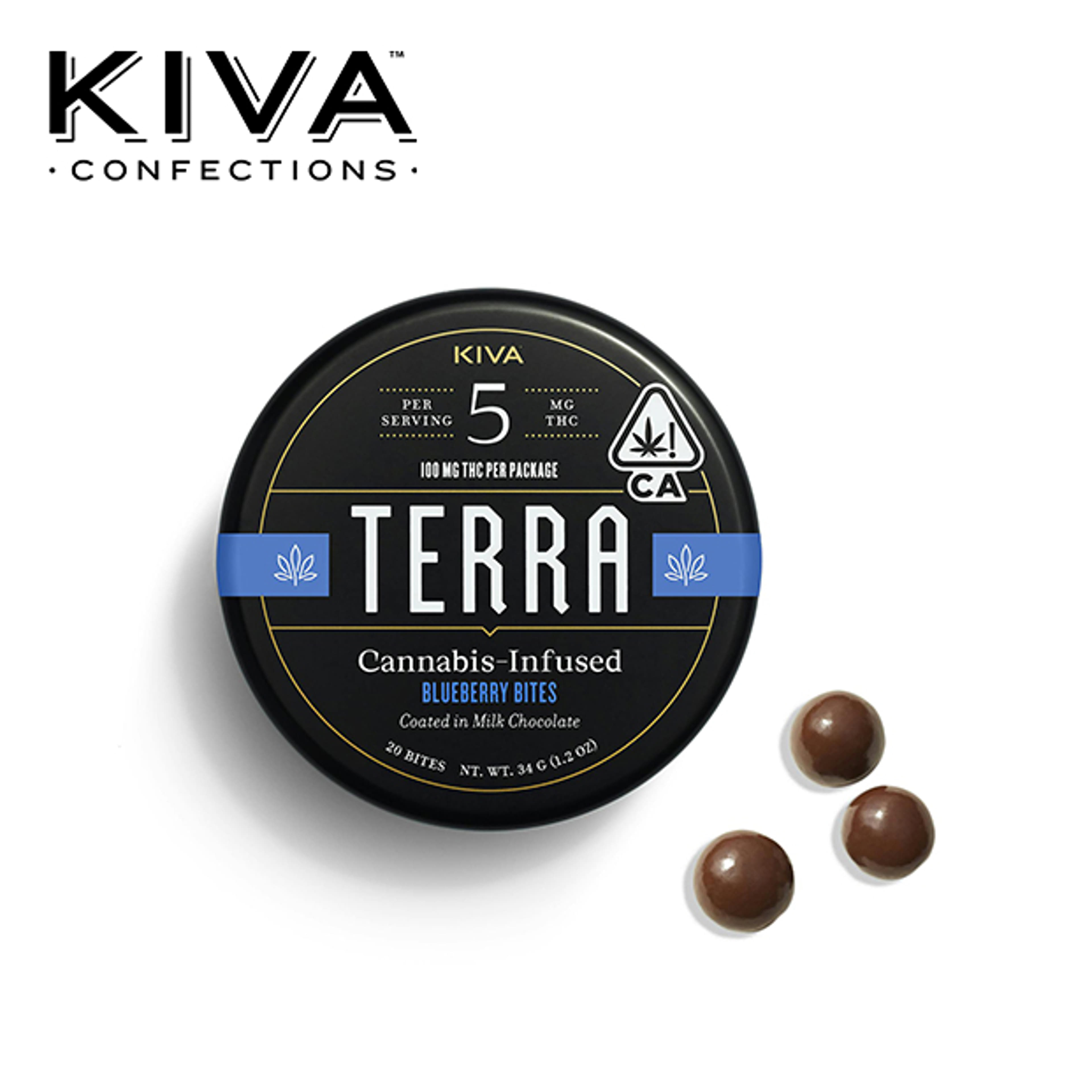 Kiva Terra Bites - Blueberries Coated in Milk Chocolate -100mg - Kiva - - $21.99 - Edibles