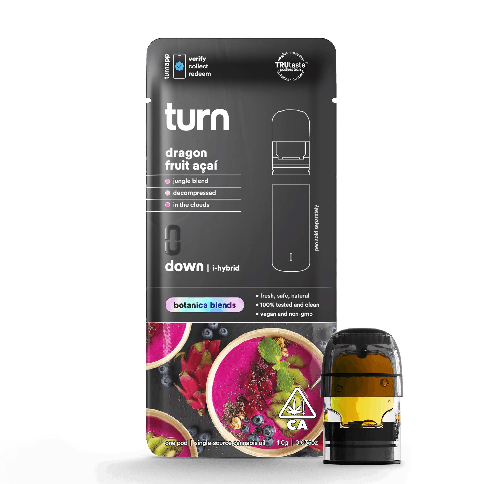 Turn Down Botanica Blends POD | 1g - Dragon Fruit Acai - Indica Hybrid - Turn -  - $26 - Vape Carts