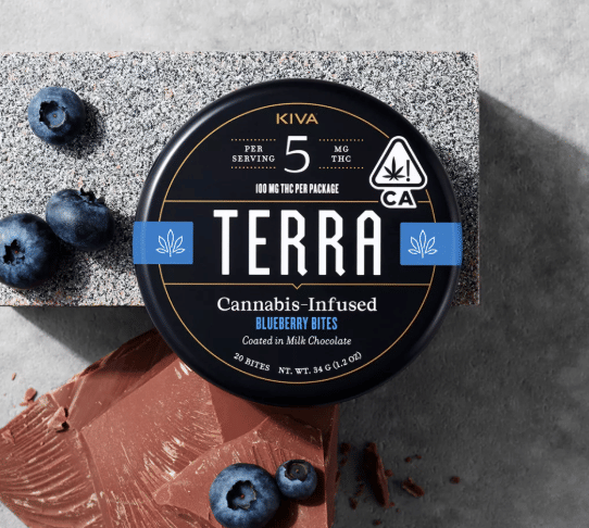 100mg Chocolate Blueberry Terra Bites - Kiva 5mg each