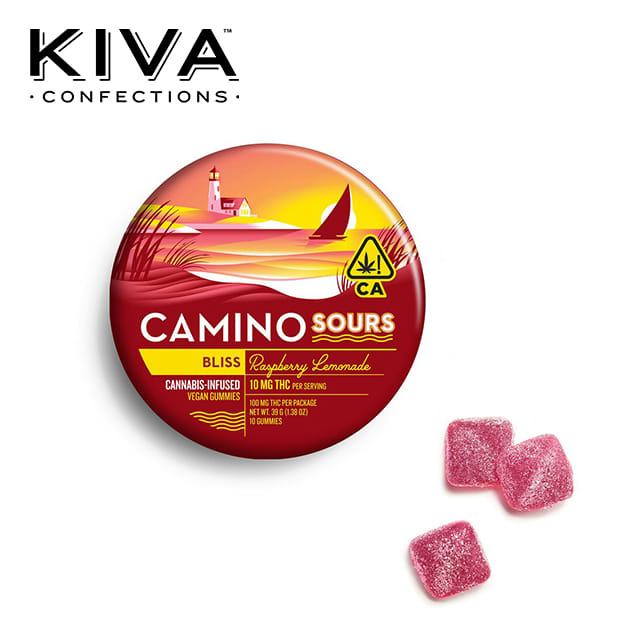 Camino Sours - Raspberry Lemonade 'Bliss' Gummies - 100mg - Kiva -  - $17.99 - Edibles