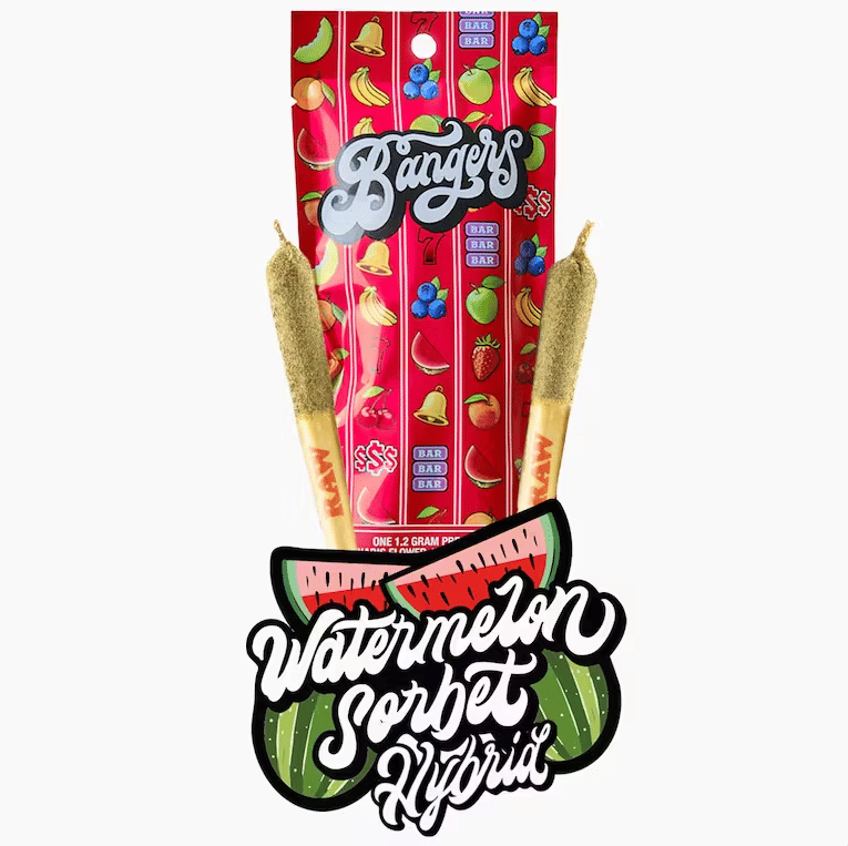 Watermelon Sorbet - .6g Infused Preroll (2pk) - Bangers - .6g 2pk - Hybrid - $12 - Infused Preroll Pack