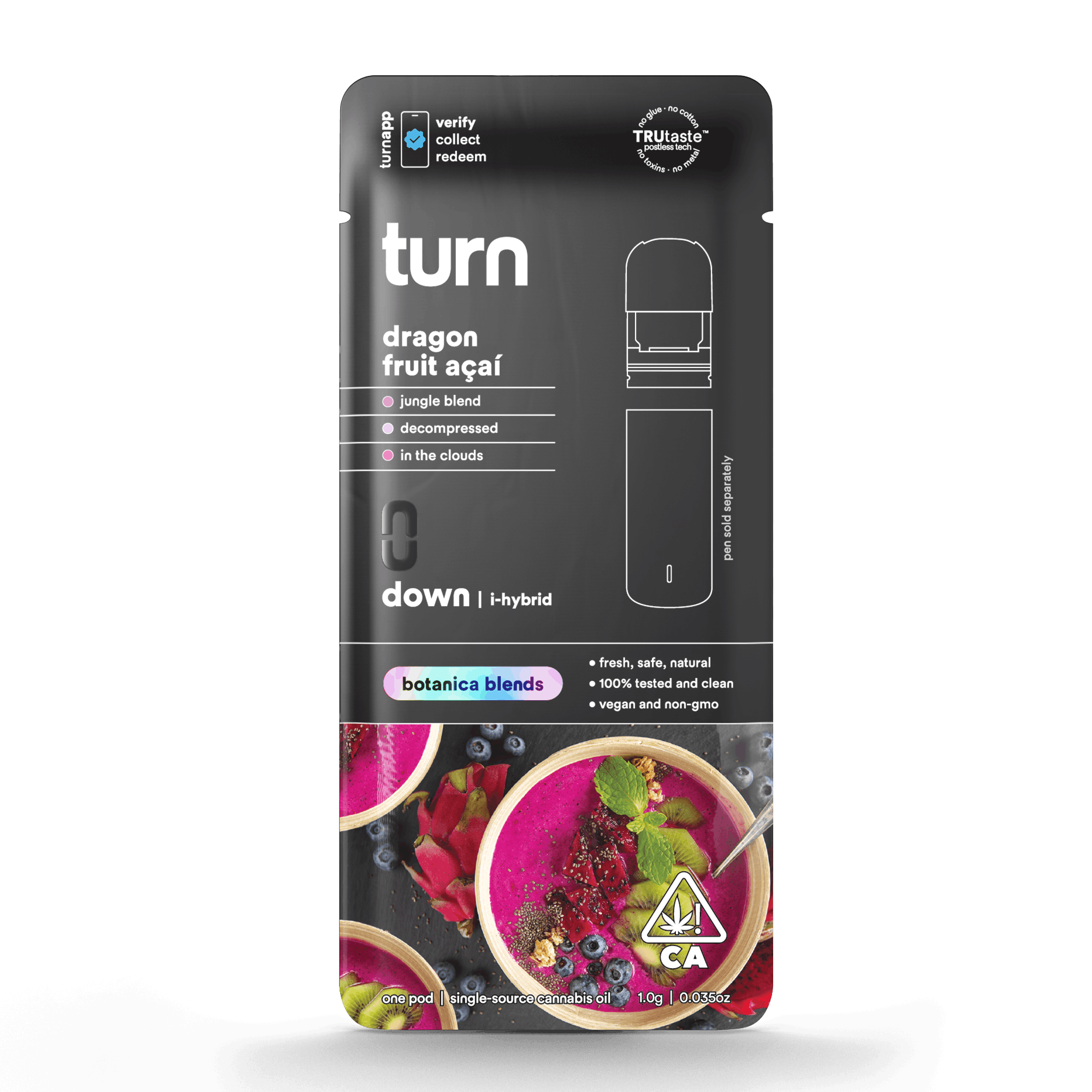 Turn Down Botanica Blends POD | 1g - Dragon Fruit Acai - Indica Hybrid - Turn -  - $26 - Vape Carts