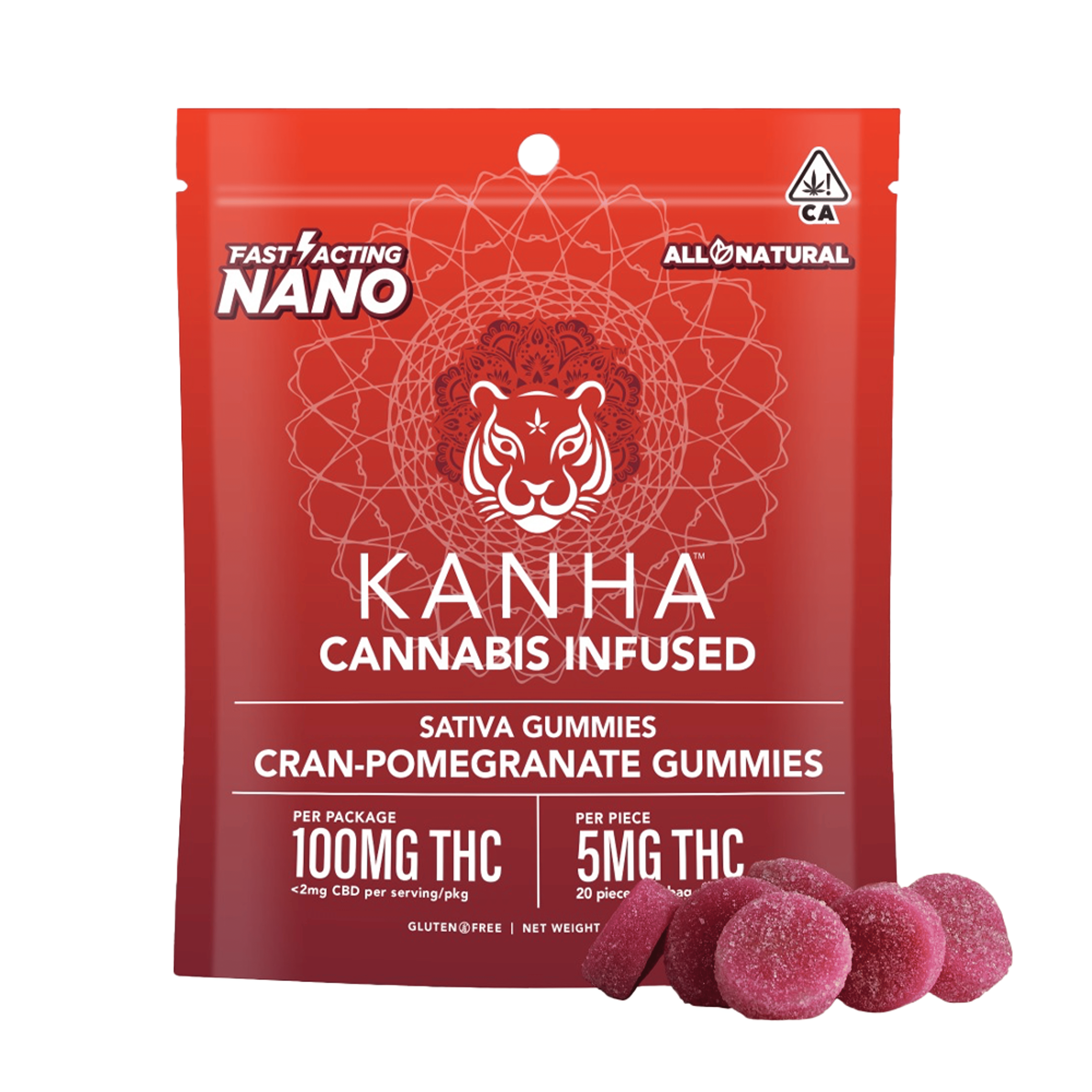 Cran-Pomegranate Punch Nano Gummies (100Mg) (20Pk) - Kanha - null - $20 - Edible