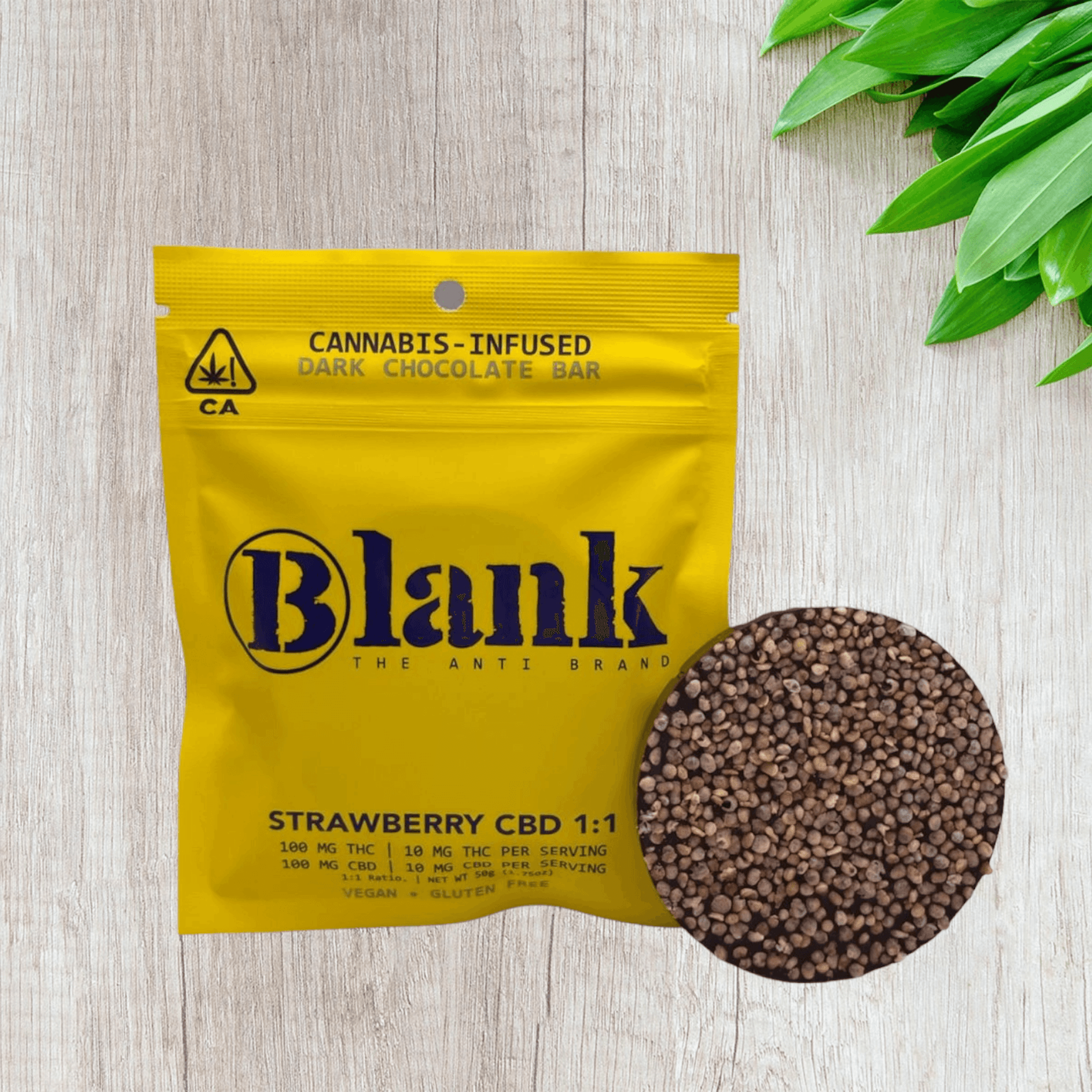 Strawberry Quinoa 1:1 CBD Dark Chocolate Bar - 100mg - Blank Brand - Bar - 1:1 - $10 - Edibles