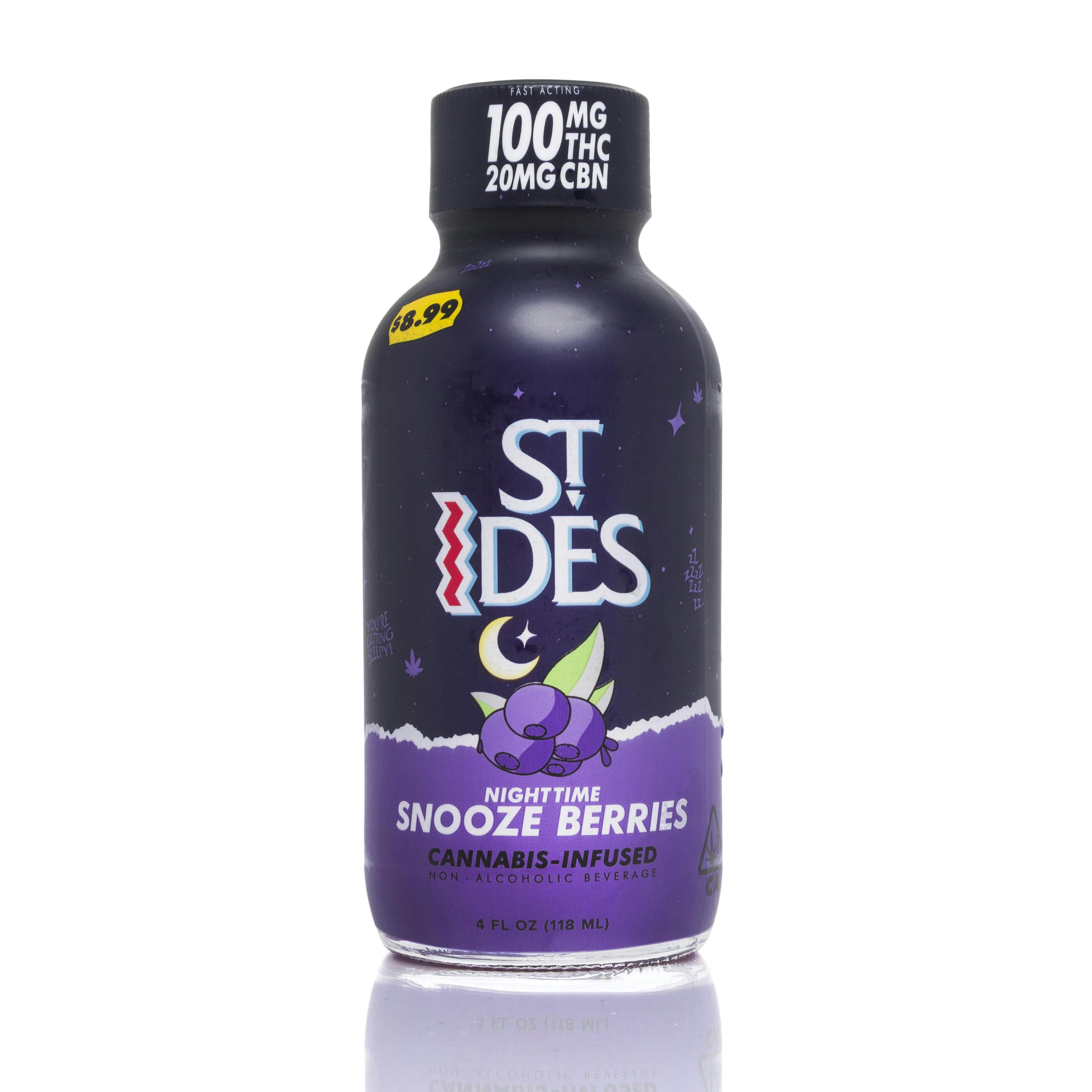 Snooze Berries 100mg 4oz Shot - St. Ides - - $8 - Infused Beverage