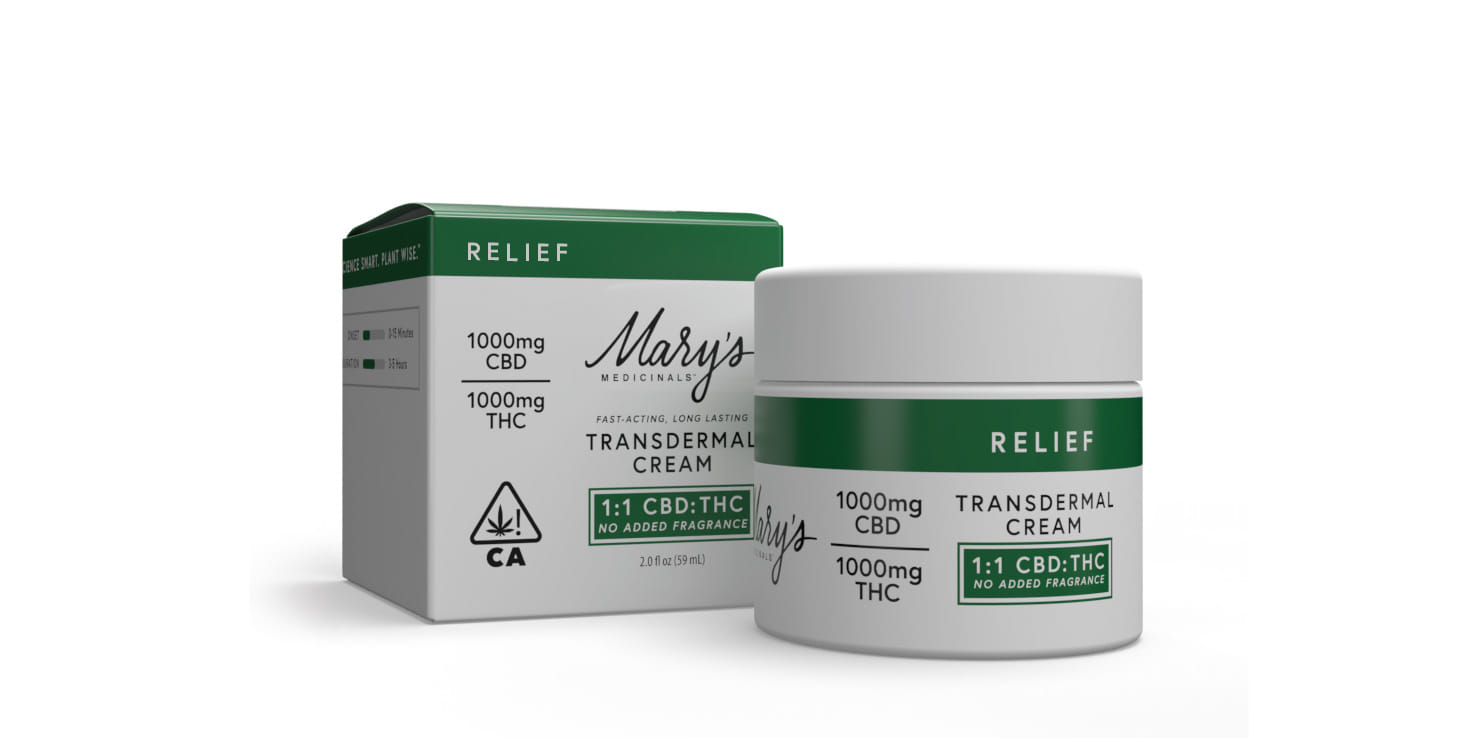 Cream-Relief No Added Fragrance-2oz-(1000mg THC / 1000mg CBD) - Mary Medincinals -  - $60 - Topicals