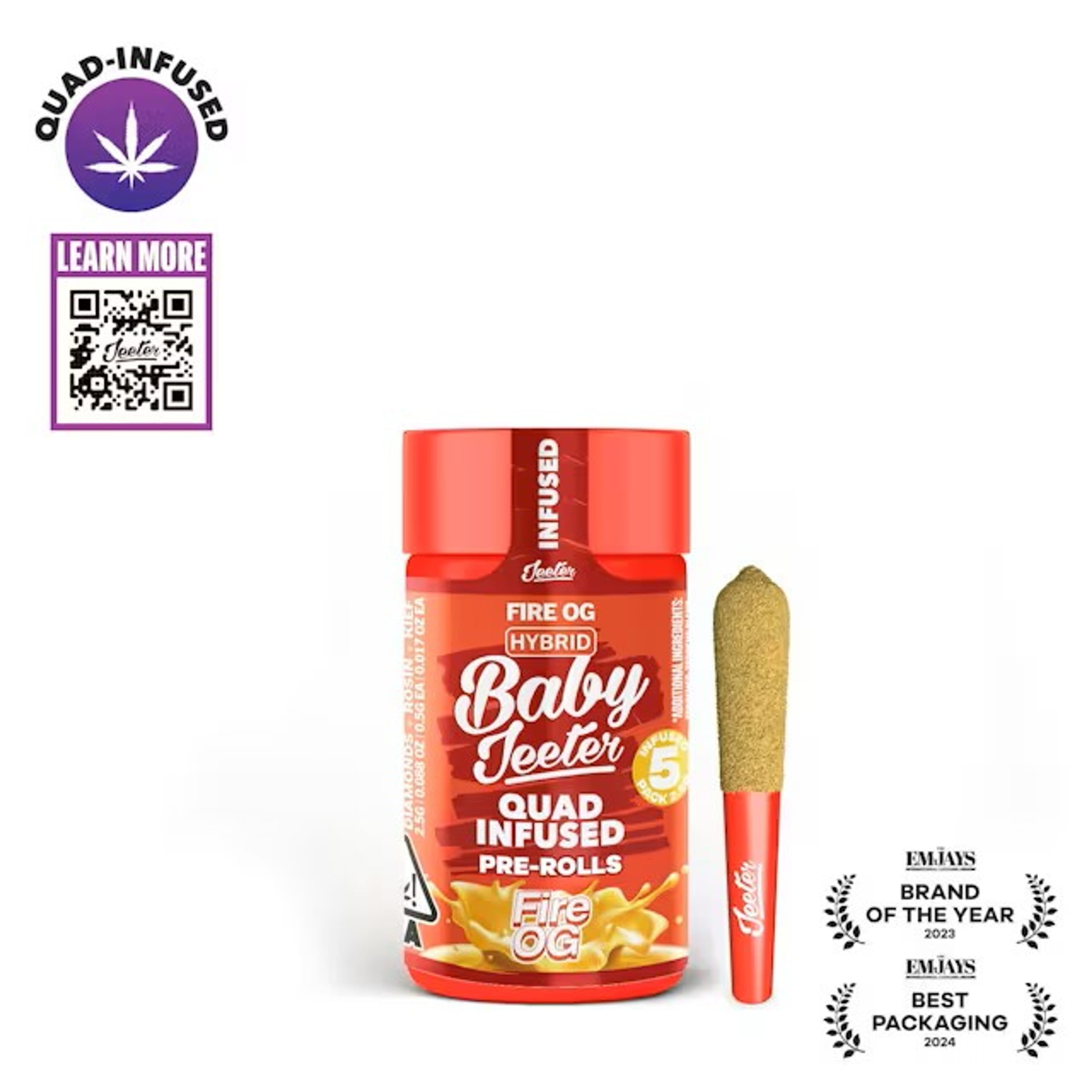 Baby Fire OG Quad Infused Pre-Rolls - Jeeter - null - $35 - Pre-Rolls