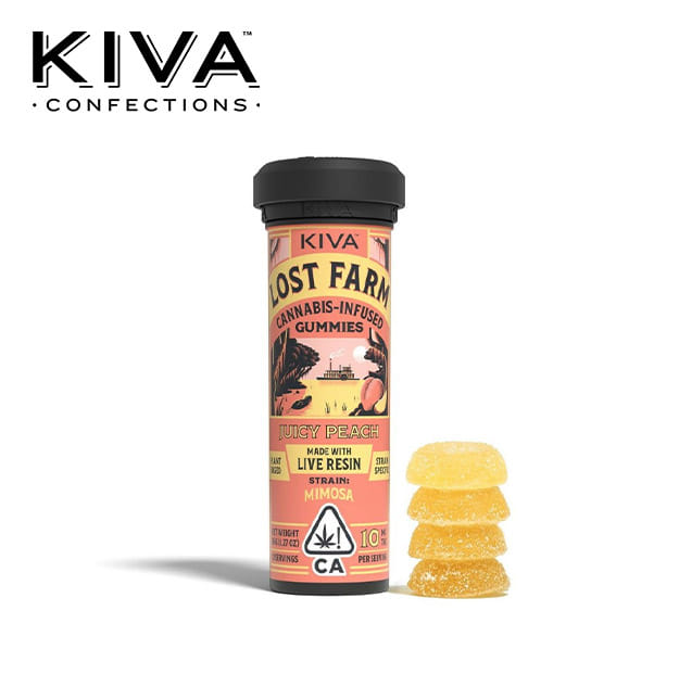 Lost Farm - Juicy Peach Gummies - Infused w/ Mimosa Live Resin - 100mg - Kiva -  - $19.99 - Edibles