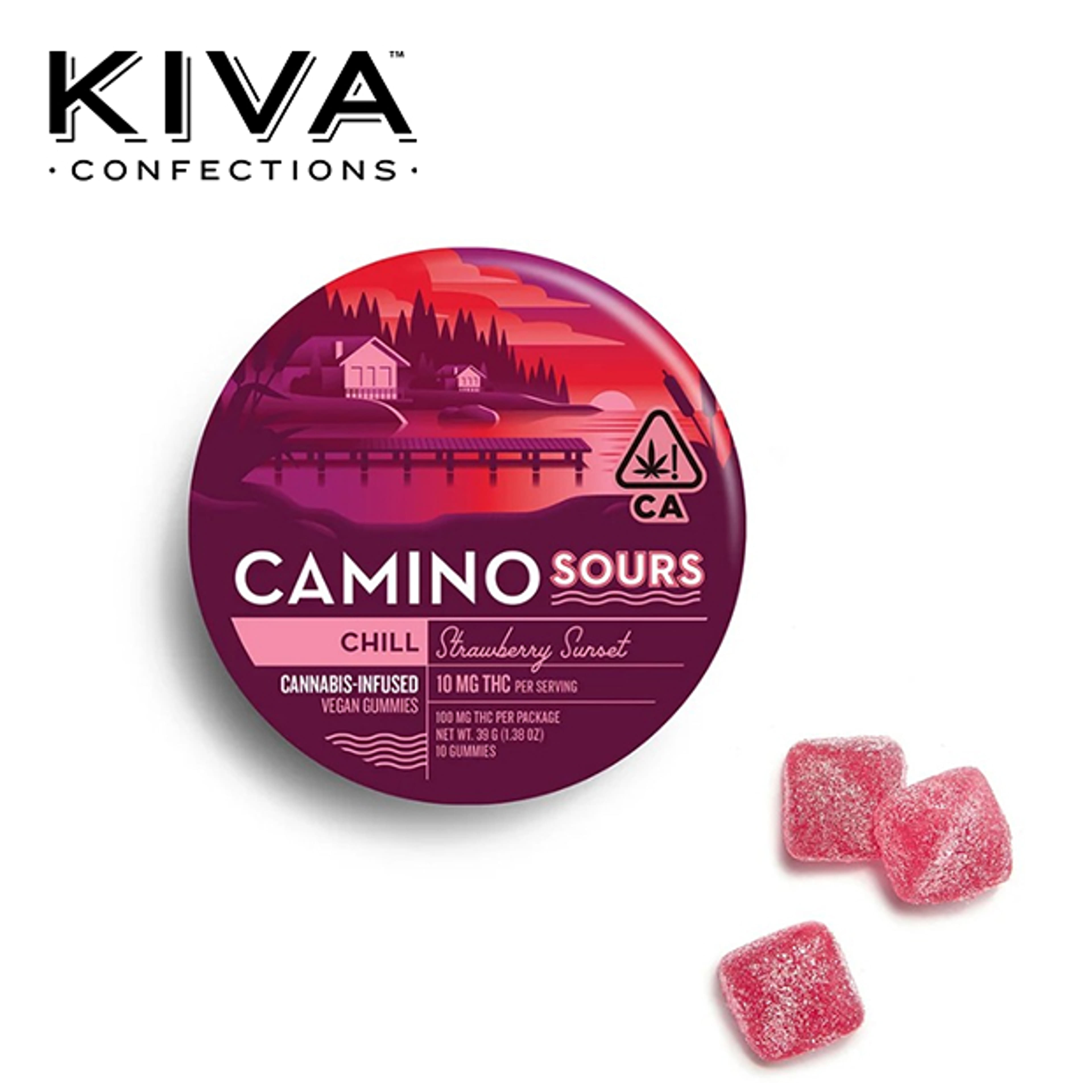 Camino Sours - Strawberry Sunset 'Chill' Gummies - 100mg - Kiva - - $17.99 - Edibles