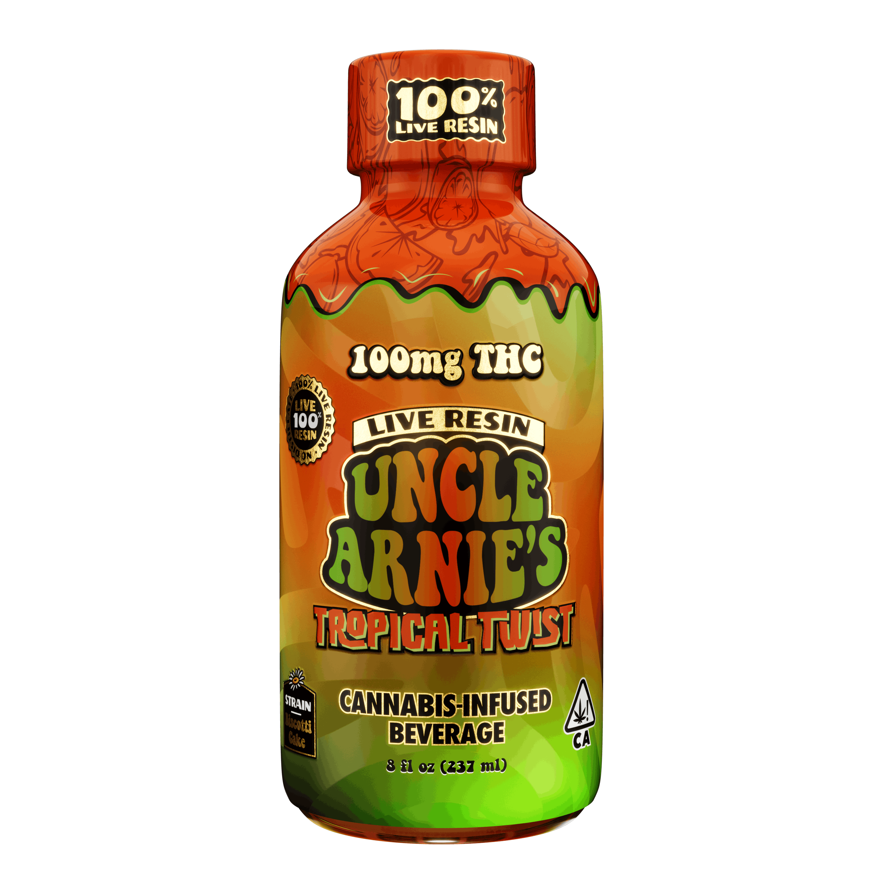 Tropical Twist - Live Resin - Beverage - Uncle Arnies - 8oz (100mg) - $11.99 - Edibles
