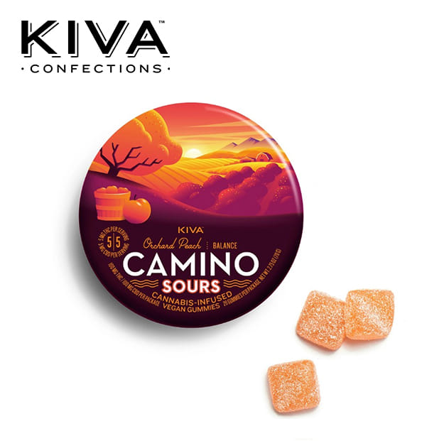 Camino Sours - Orchard Peach - THC / CBD 1:1 'Balance' Gummies - 100mg - Kiva -  - $19.99 - Edibles