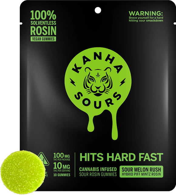 Sour Melon Rush Solventless Live Rosin Gummies