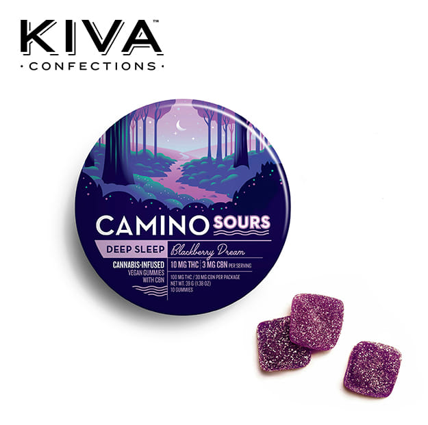 Camino Sours - Blackberry Dream CBN 'Sleep' Gummies 1:1:1 THC / CBN / CBD- 100mg - Kiva -  - $19.99 - Edibles