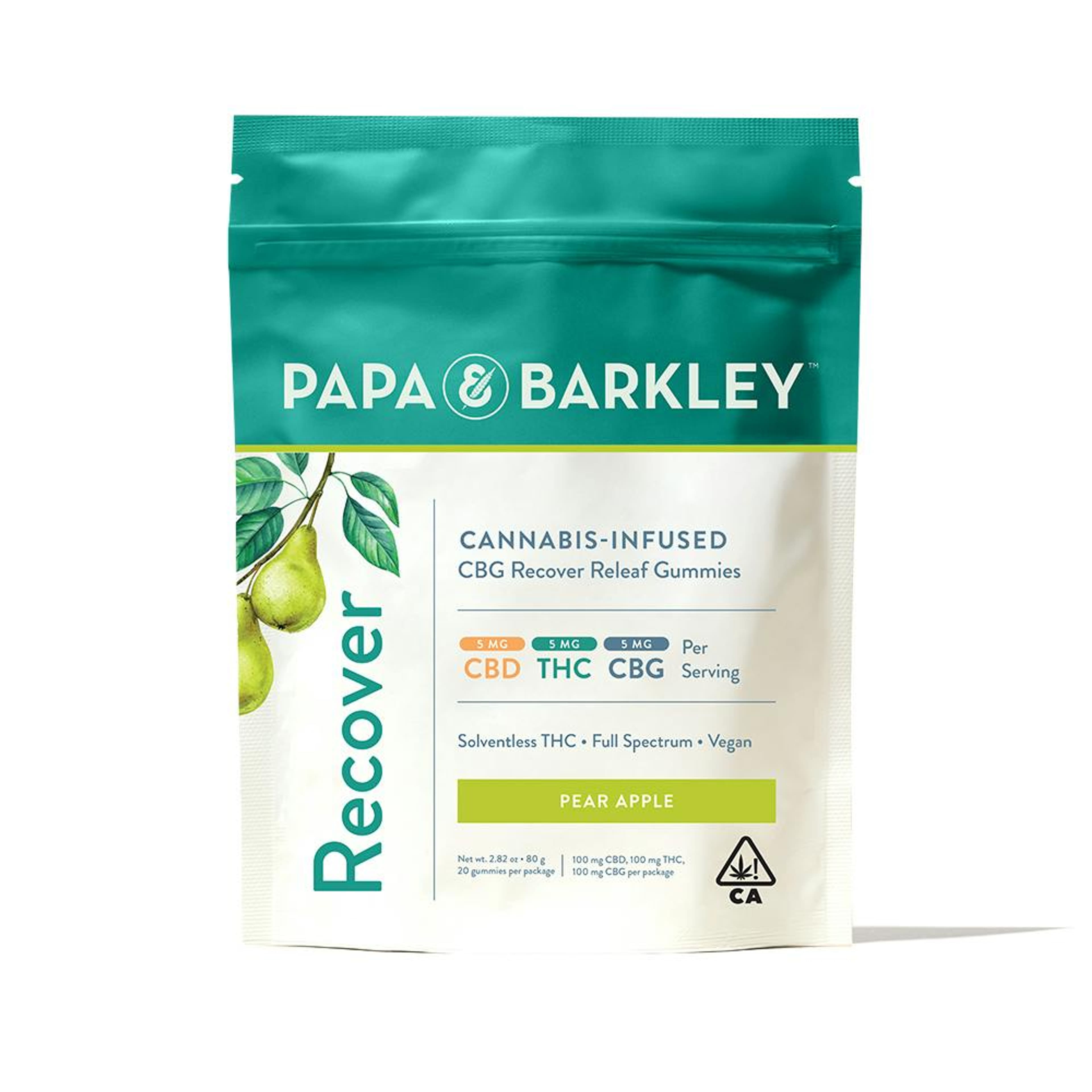 Recover | Pear Apple Gummies 1:1:1 CBG:THC:CBD - 100mg - Papa & Barkley - - $22 - Edibles