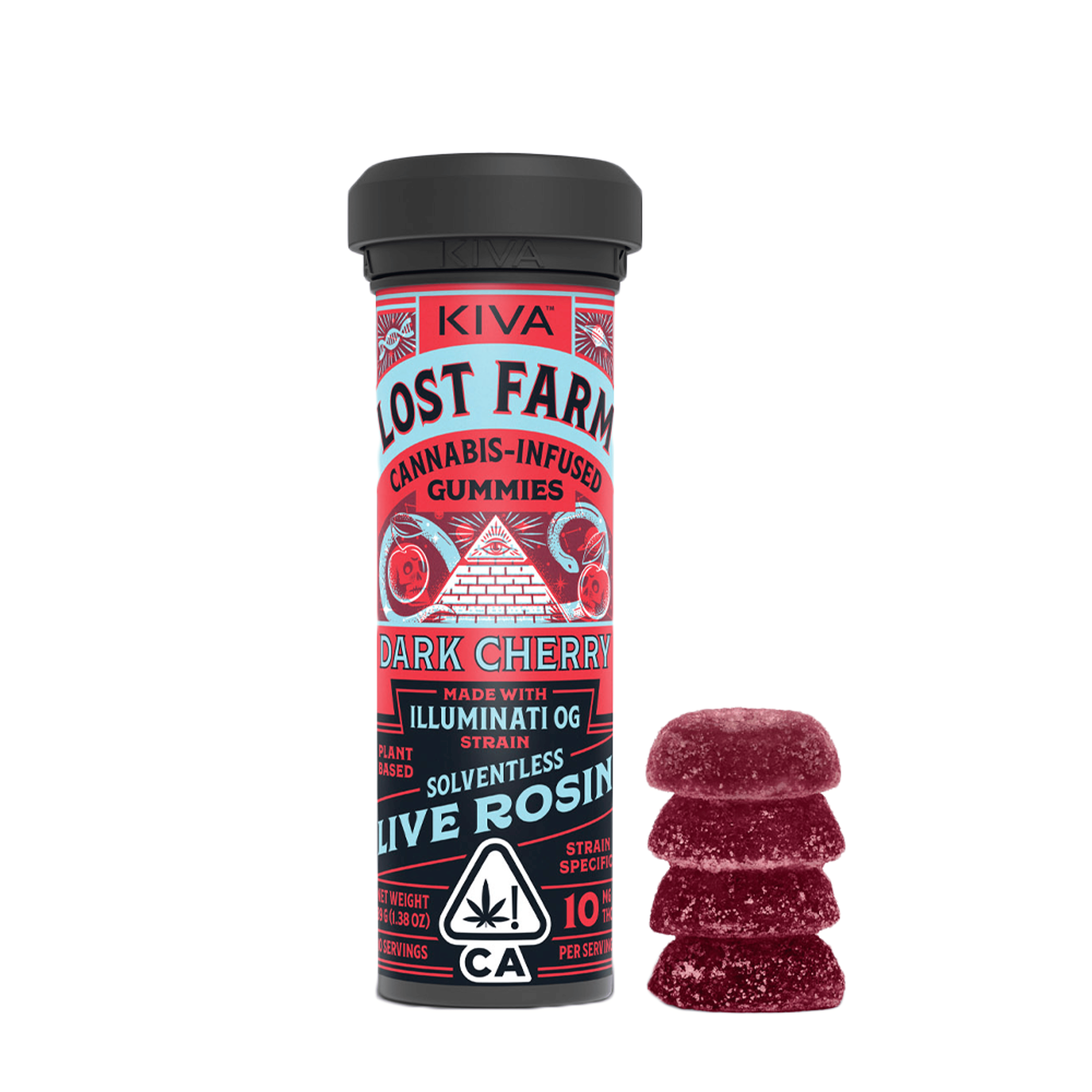 Dark Cherry Illuminati Og Rosin Gummies (100Mg) (10Pk) - Lost Farm by Kiva - null - $22 - Edible