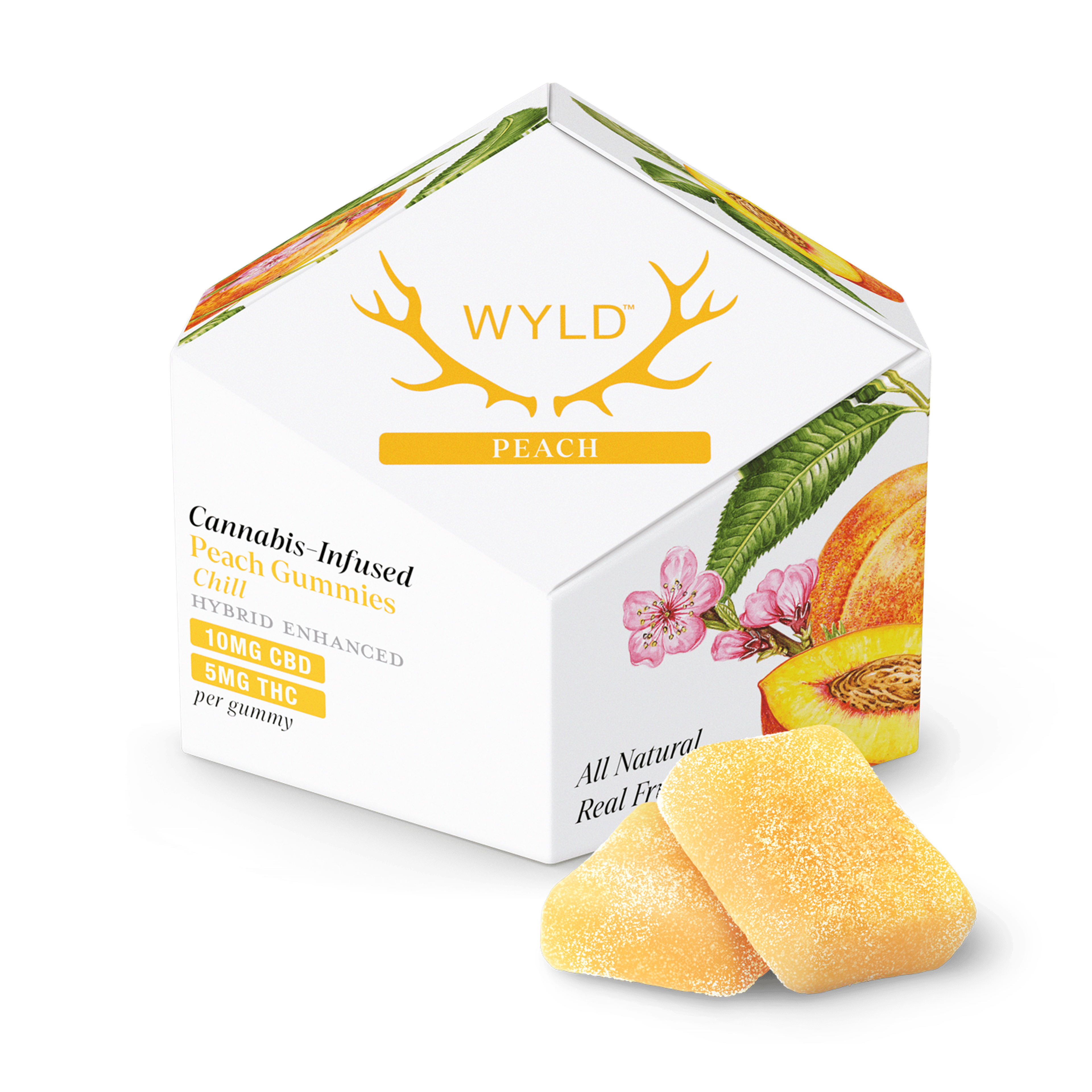 Peach 2:1 Hybrid Enhanced Gummies - WYLD Edibles - 10 Piece - $21 - Edibles