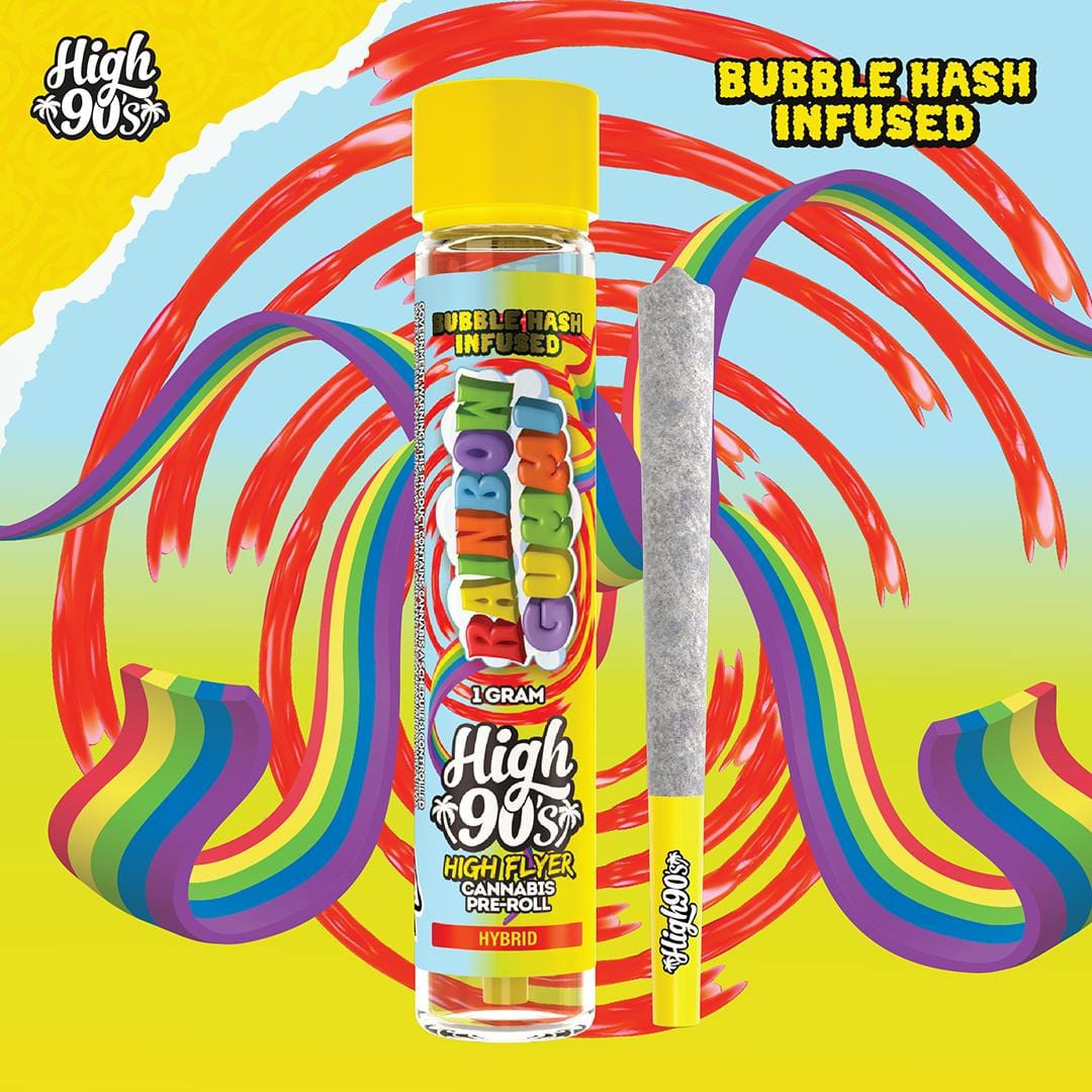 High 90s : Rainbow Gummi 1g High Flyer Bubble Hash Infused Pre-Roll - HIGH 90s - High 90s : Rainbow Gummi 1g High Flyer Bubble Hash Infused Pre-Roll - $13 - Infused Pre-Rolls