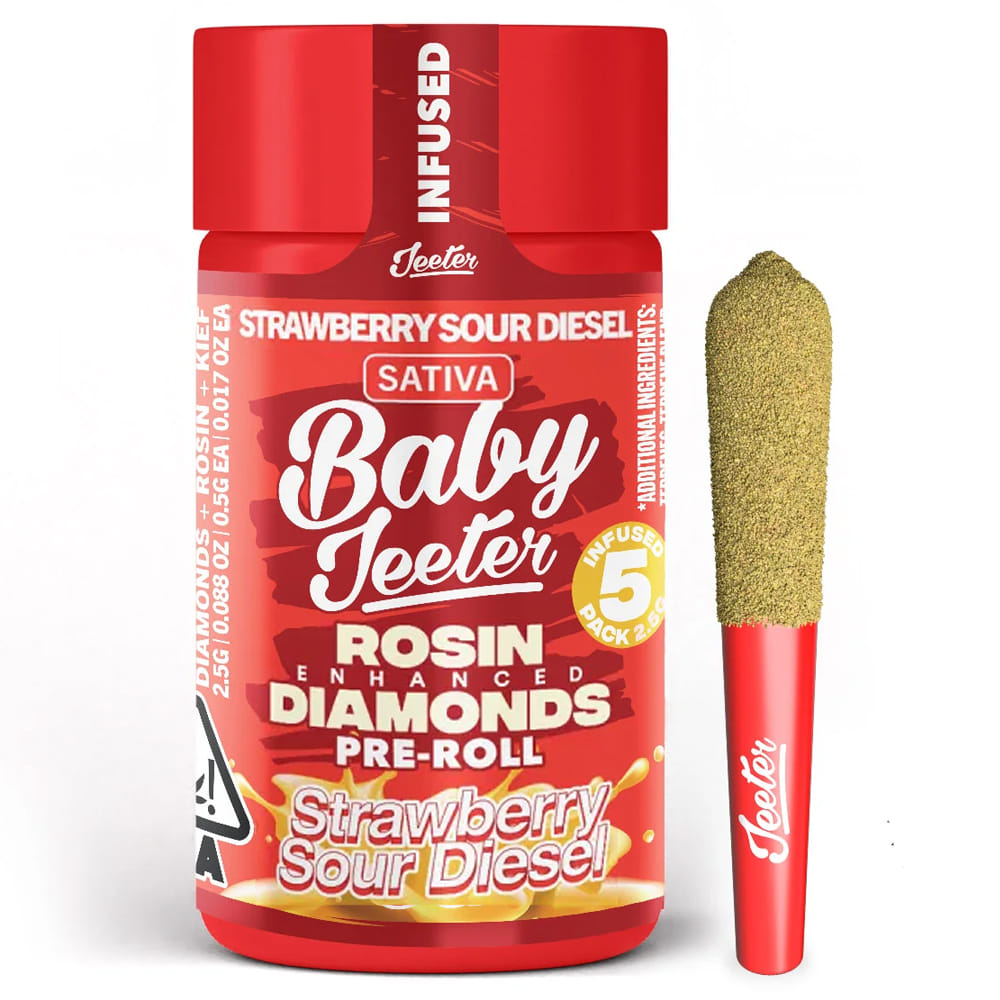 Strawberry Sour Diesel (S) Baby Infused - 5pk *B2G1 EVERYDAY* - Jeeter - Strawberry Sour Diesel (S) - $31.49 - Pre-Rolls