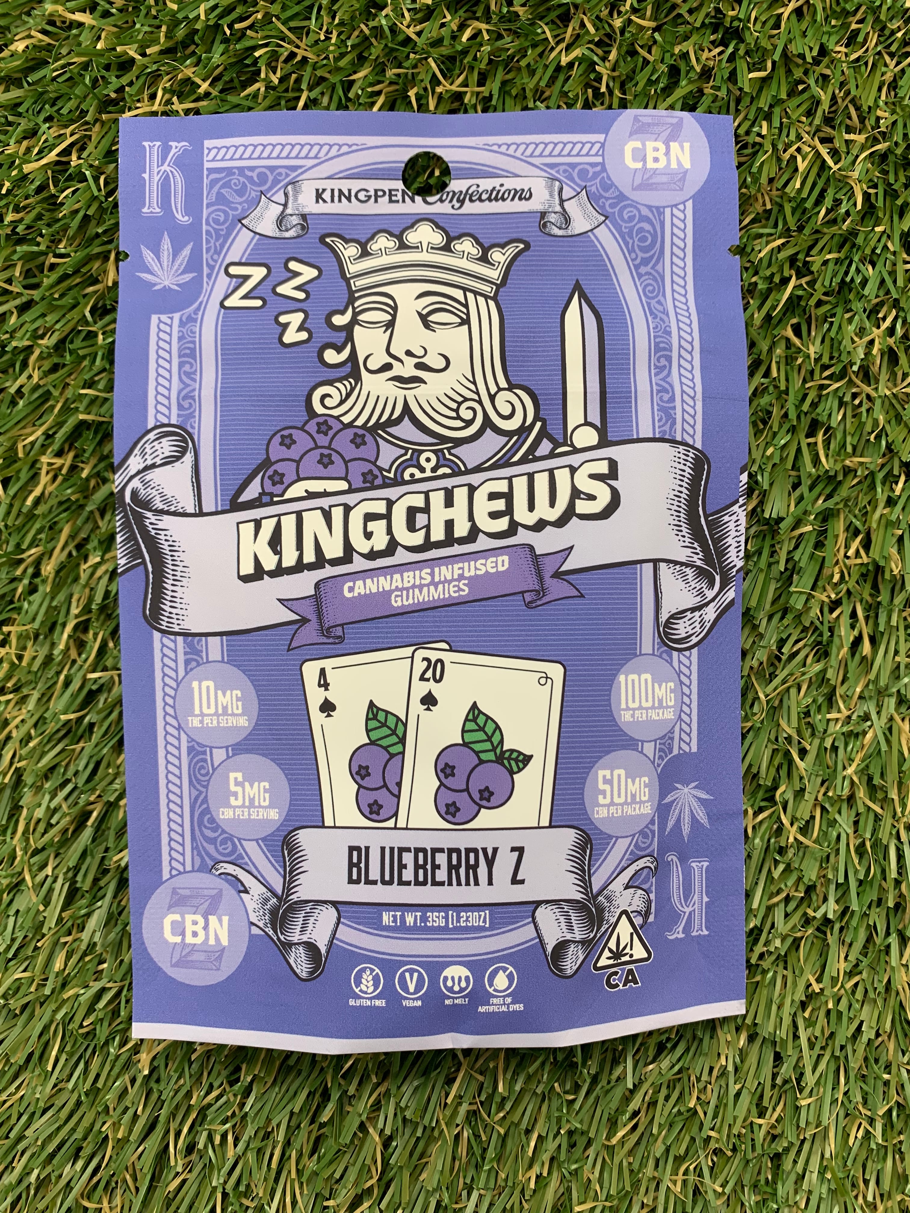 BLUEBERRY Z 2:1 THC: CBN 100MG GUMMIES - King Pen -  - $11 - Edible (weight - each)