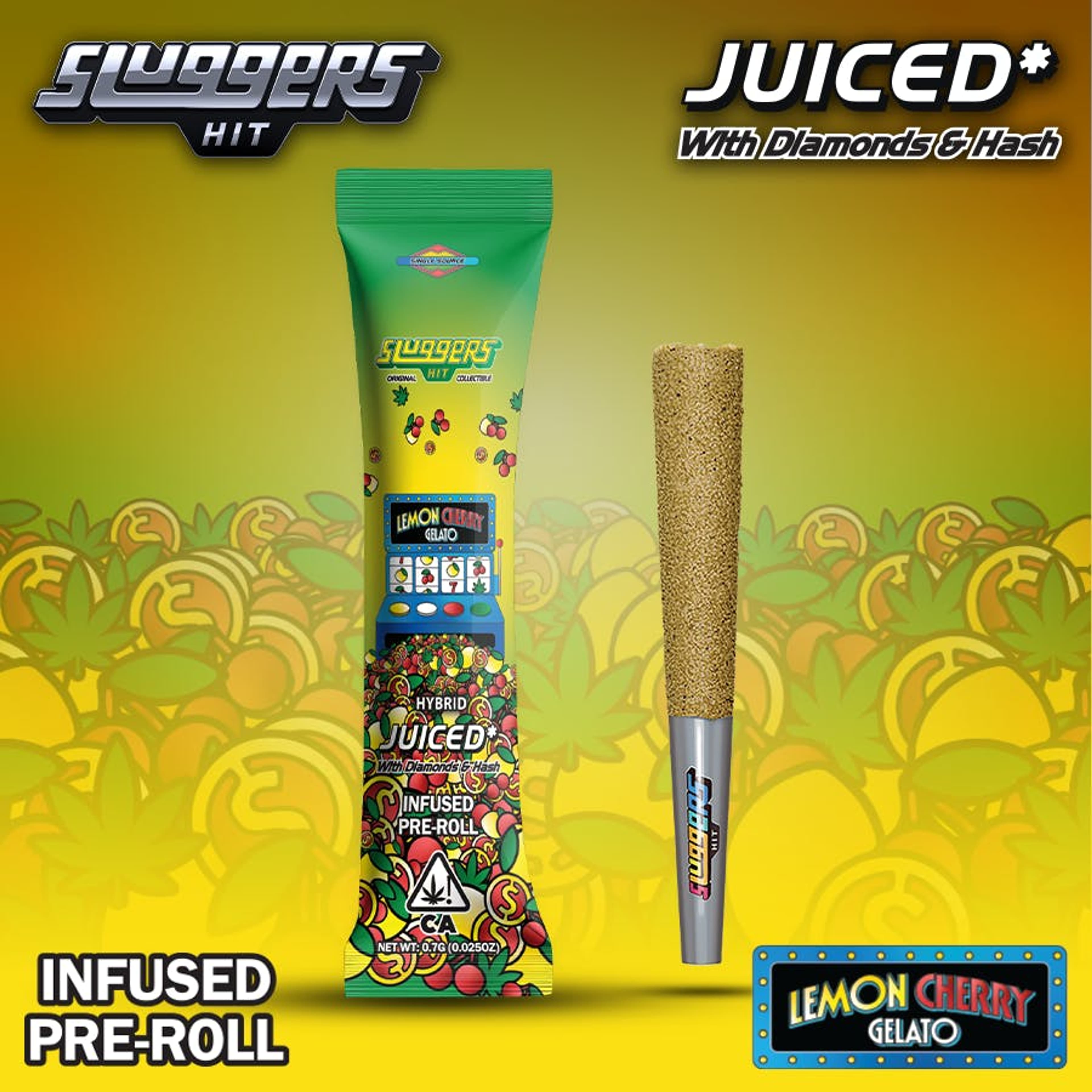 Lemon Cherry Gelato - Infused Pre-Roll - Sluggers Hit - 0.7g (Single) - $9.99 - Infused Pre-Rolls