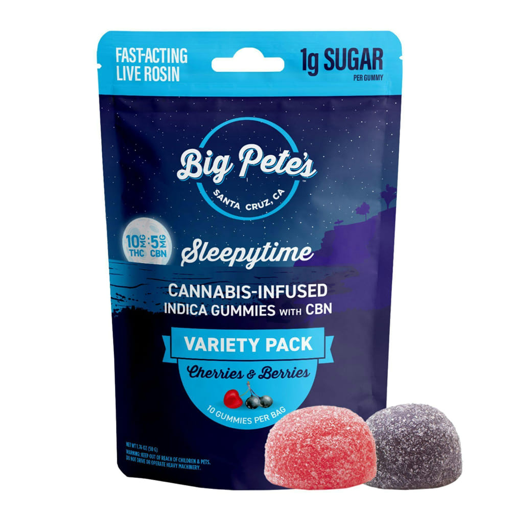 Cherries & Berries Sleepytime 2:1 CBN (I) Rosin Gummies - Big Pete's - Cherries & Berries Sleepytime 2:1 CBN (I) - $16 - Edibles