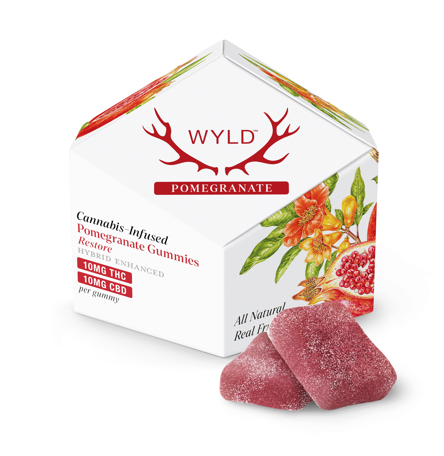 Pomegranate 1:1 CBD/THC Enhanced Gummies - WYLD Edibles - 10 Piece - $21 - Edibles