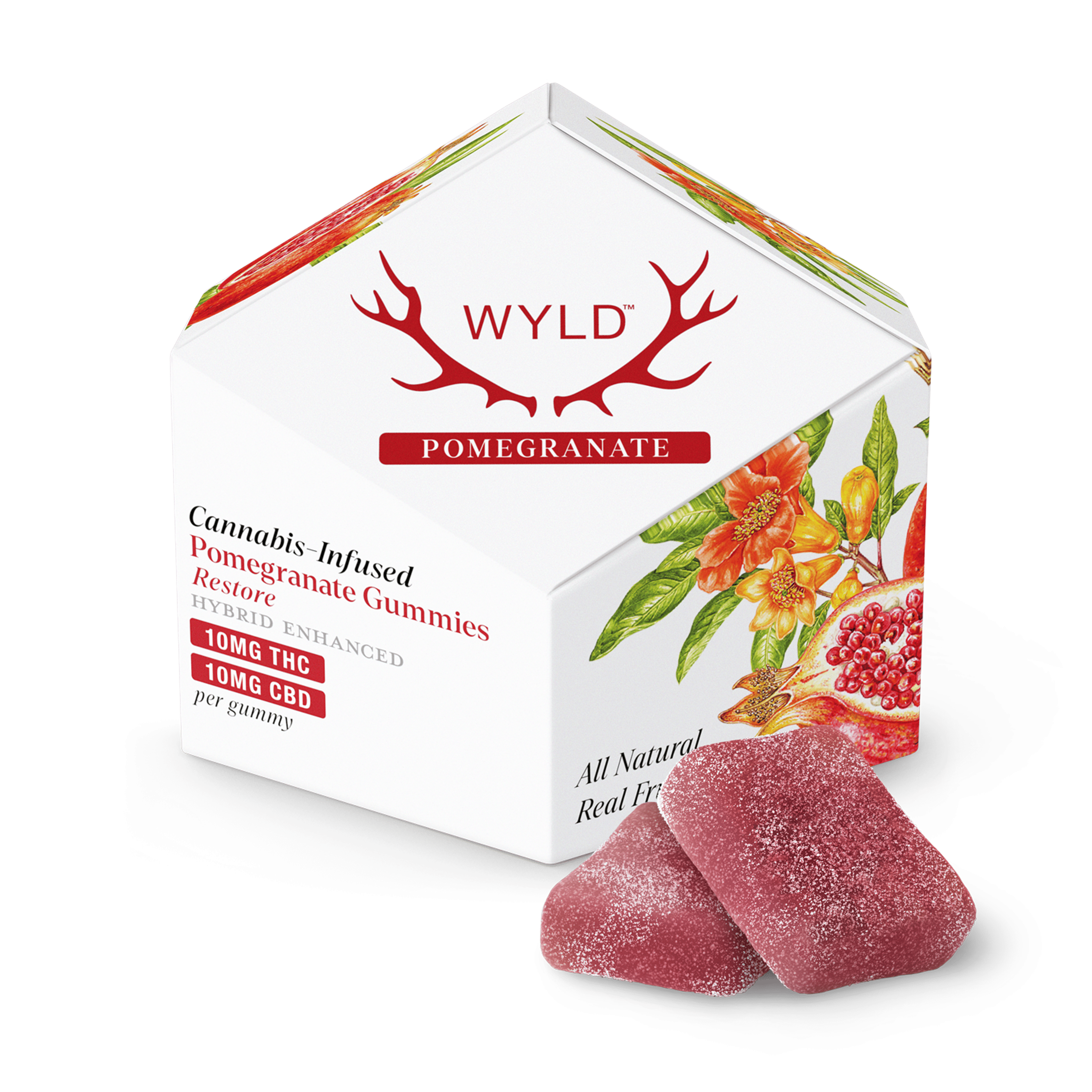 Pomegranate 1:1 CBD/THC Enhanced Gummies - WYLD Edibles - 10 Piece - $21 - Edibles