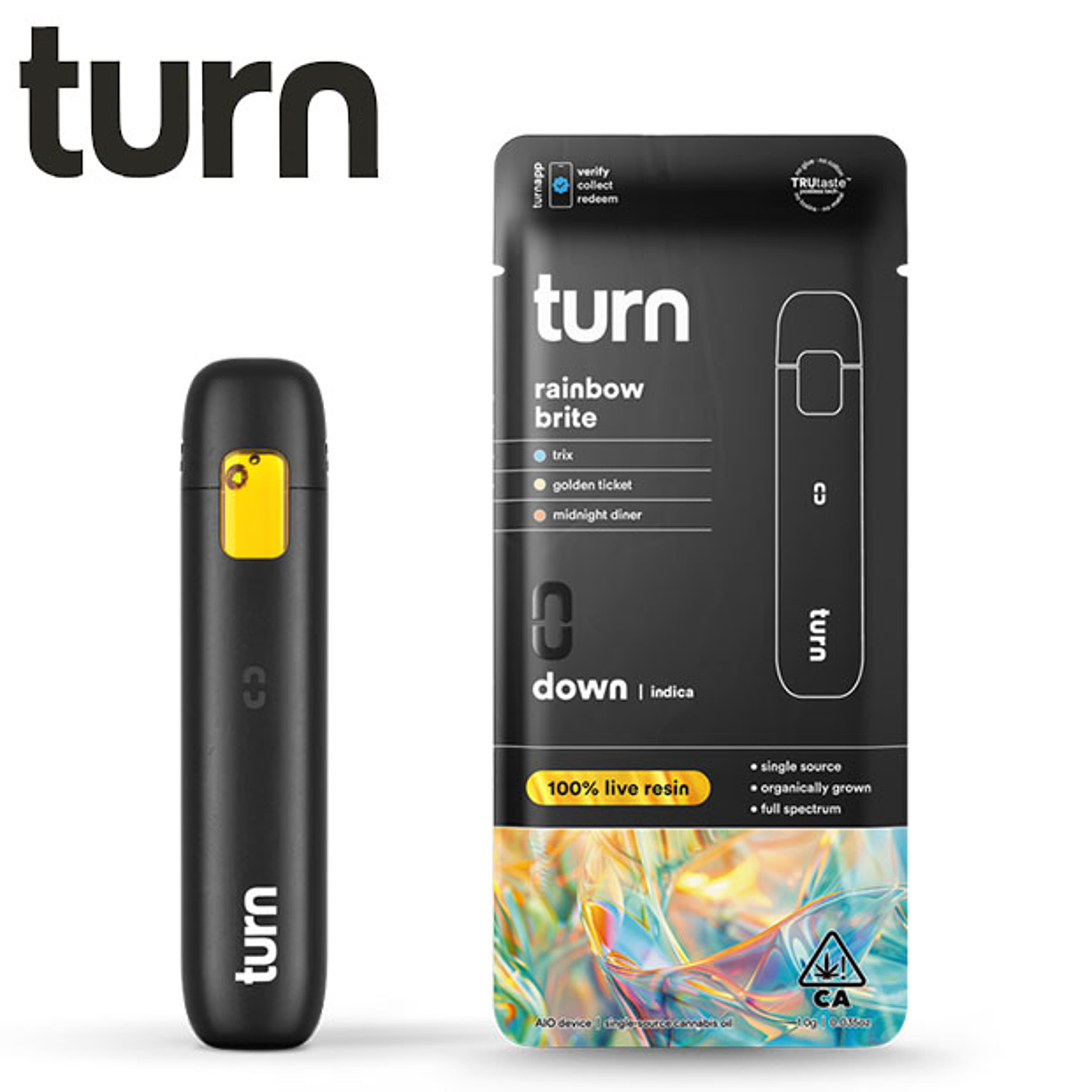 Turn AIO - Rainbow Brite - Live Resin All In One Vape - 1g - Turn - LR AIO - $25.97 - Disposable Vape Pens (All In One)