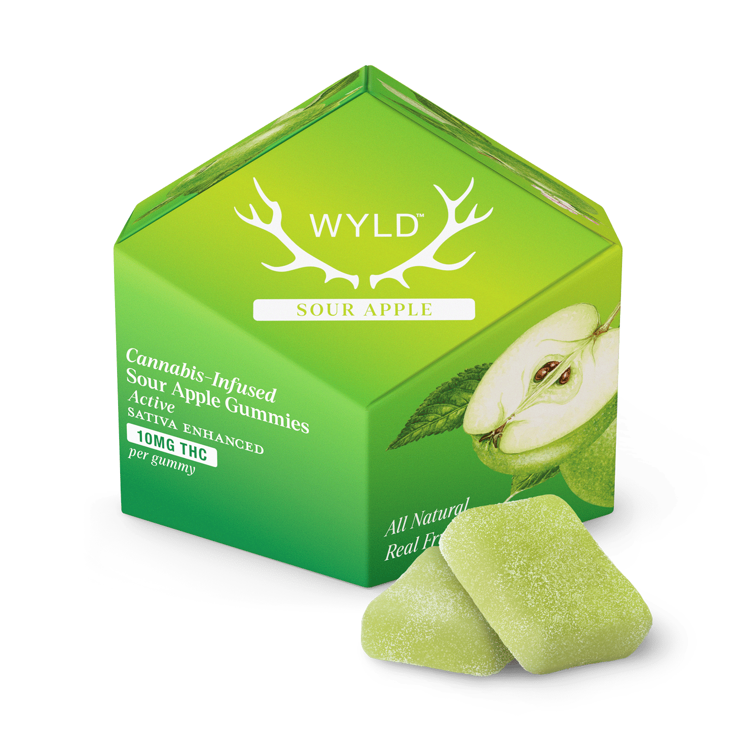 Sour Apple Sativa Enhanced Gummies - WYLD Edibles - 10 Piece - $20 - Edibles