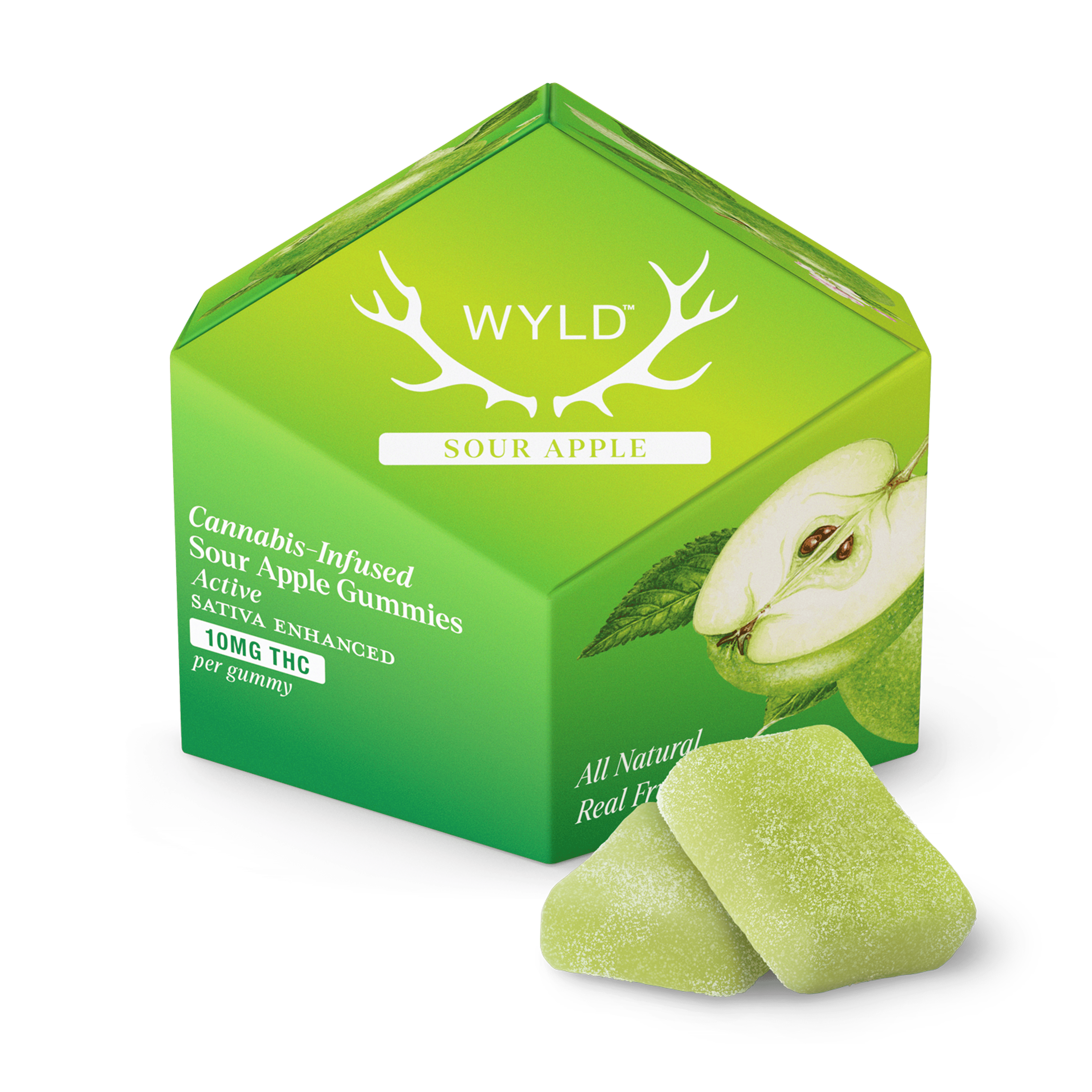 Sour Apple Sativa Enhanced Gummies - WYLD Edibles - 10 Piece - $20 - Edibles