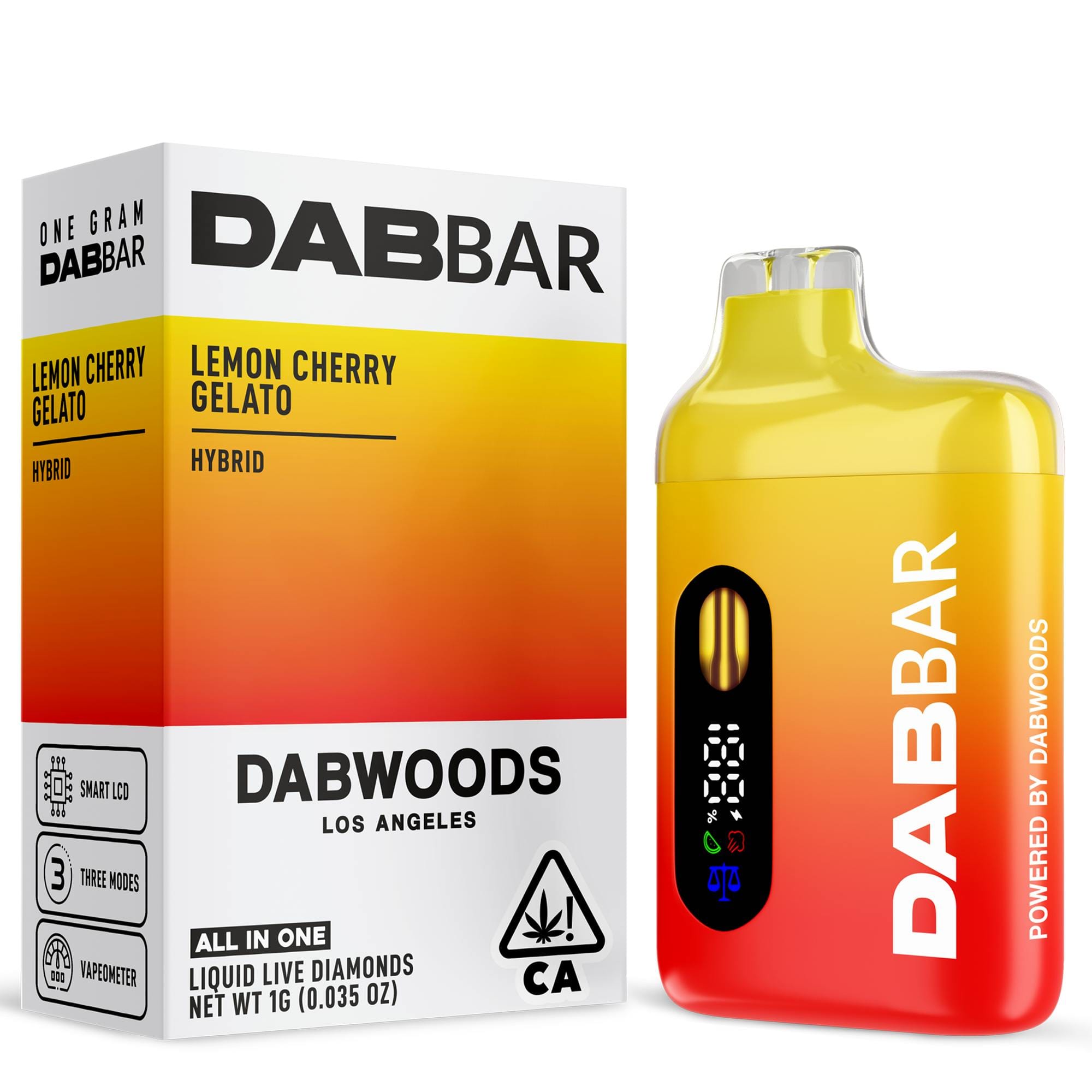 VAPE - DABBAR 2.0 LIQUID DIAMONDS LEMON CHERRY GELATO 1G - Dabwoods -  - $45 - Vape Pens