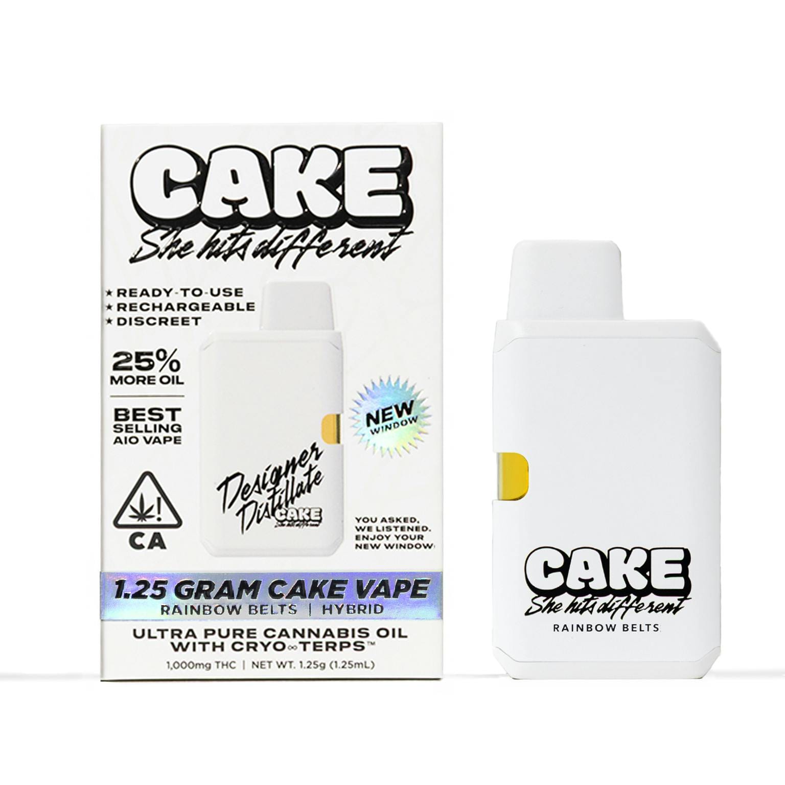 CAKE Designer Distillate | 1.25g - Rainbow Belts - AIO - Hybrid - CAKE she hits different -  - $22.75 - All-In-Ones