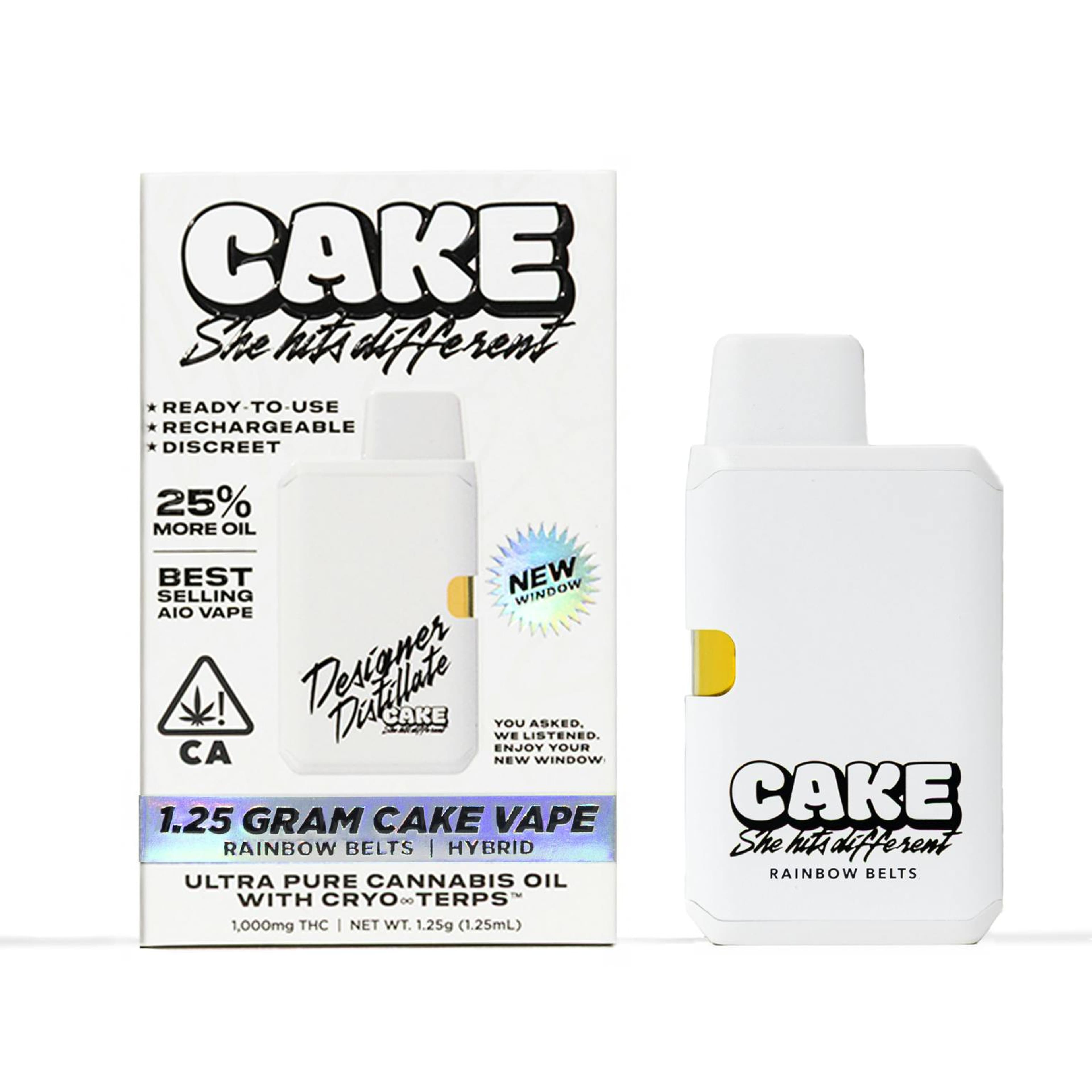 CAKE Designer Distillate | 1.25g - Rainbow Belts - AIO - Hybrid - CAKE she hits different - - $22.75 - All-In-Ones