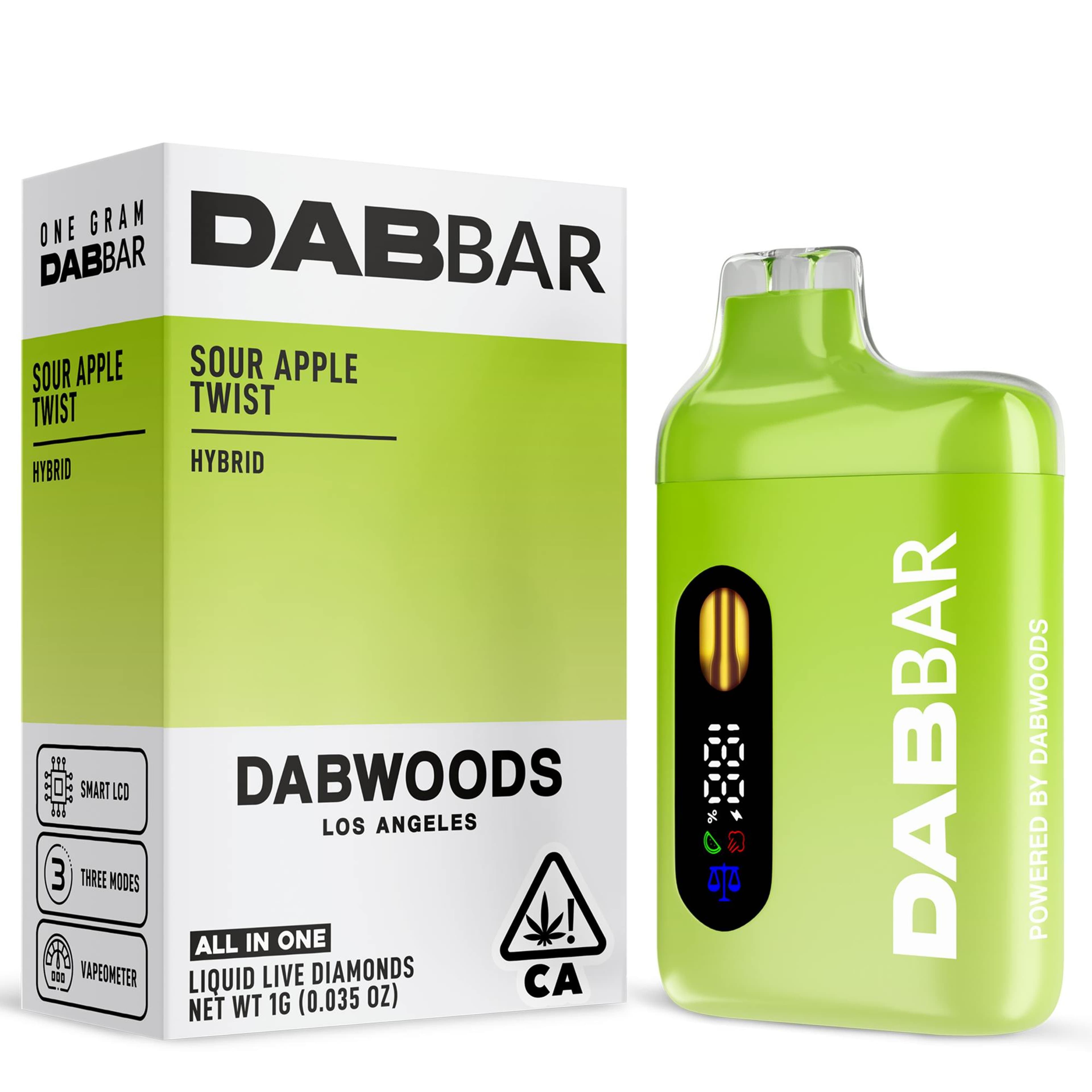 VAPE - DABBAR 2.0 LIQUID DIAMONDS SOUR APPLE TWIST 1G - Dabwoods - - $45 - Vape Pens