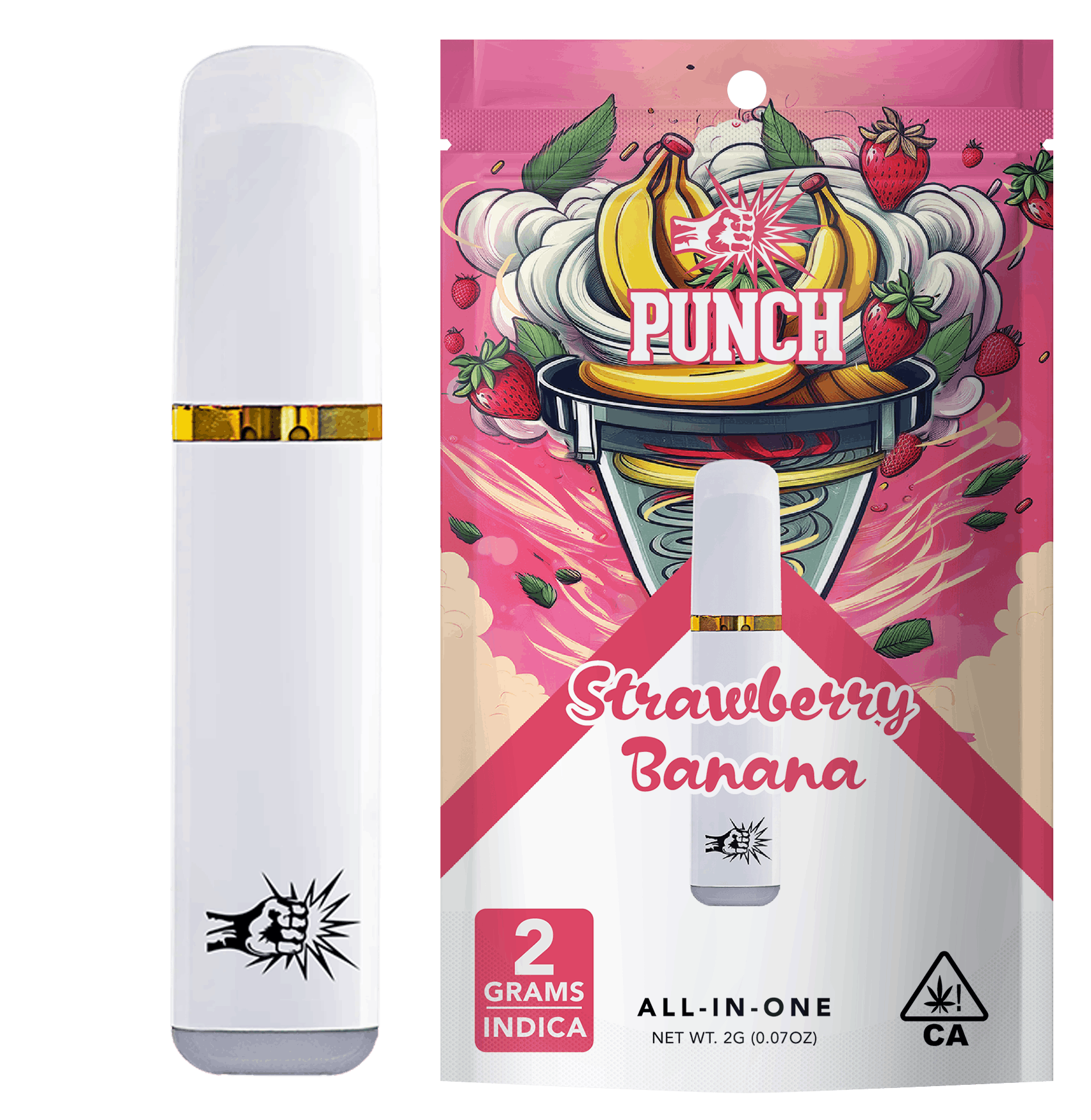 Strawberry Banana Distillate AIO (2g) Indica - Punch Edibles & Extracts -  - $25.21 - Vapes