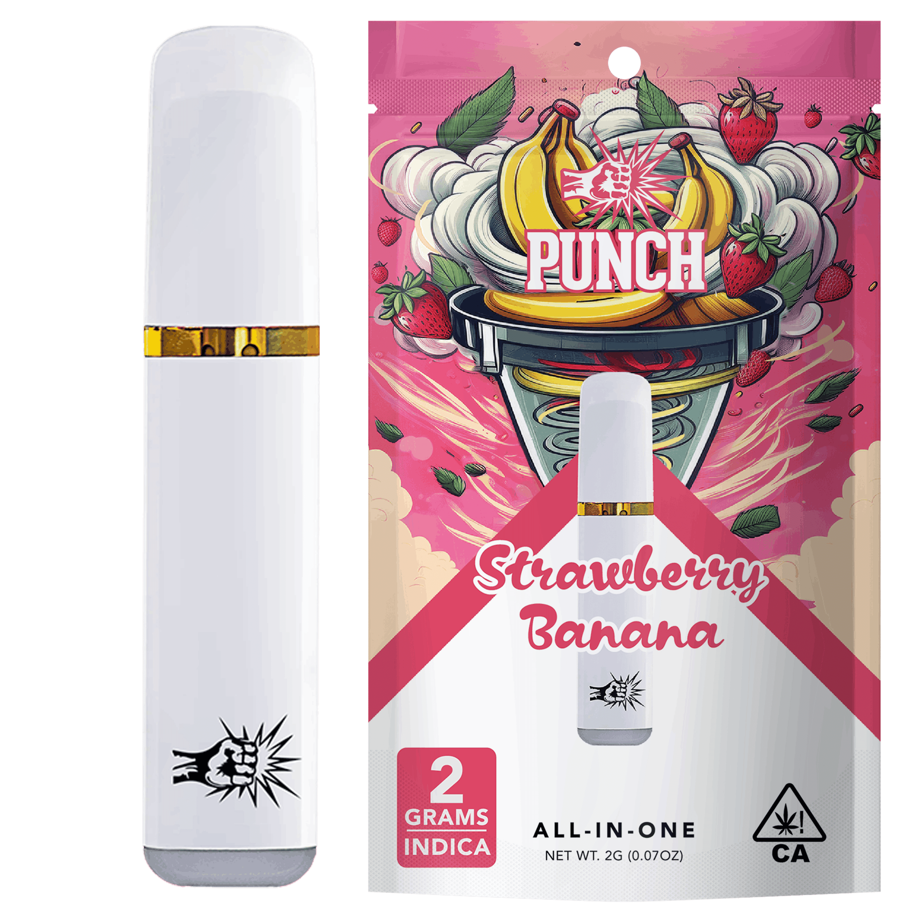 Strawberry Banana Distillate AIO (2g) Indica - Punch Edibles & Extracts - - $25.21 - Vapes