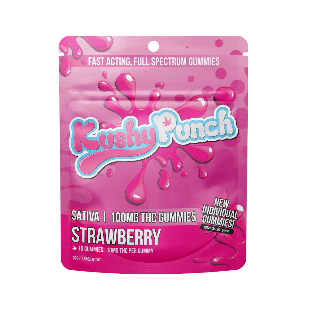 Sativa Strawberry Gummies (100Mg) (10Pk) - Kushy Punch - null - $12 - Edible