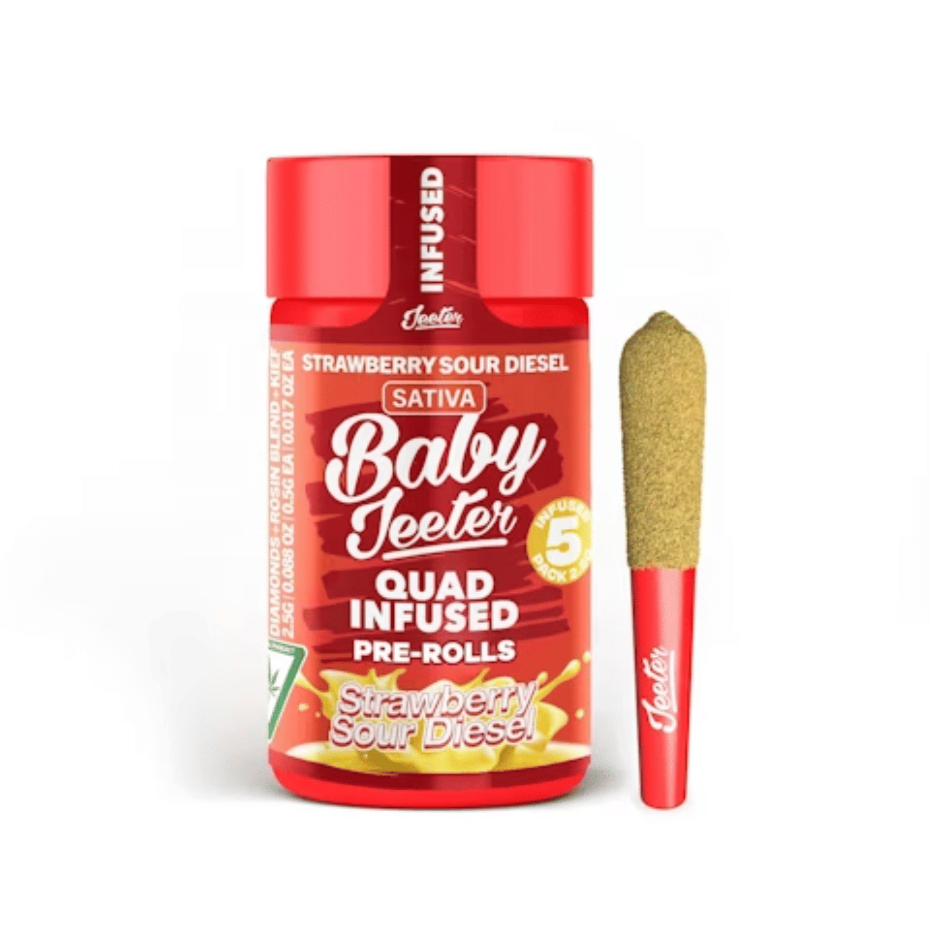Strawberry Sour Diesel (S) | Baby Jeeter | Quad-Infused | - 2.5g - Jeeter -  - $38 - Infused Pre-Rolls