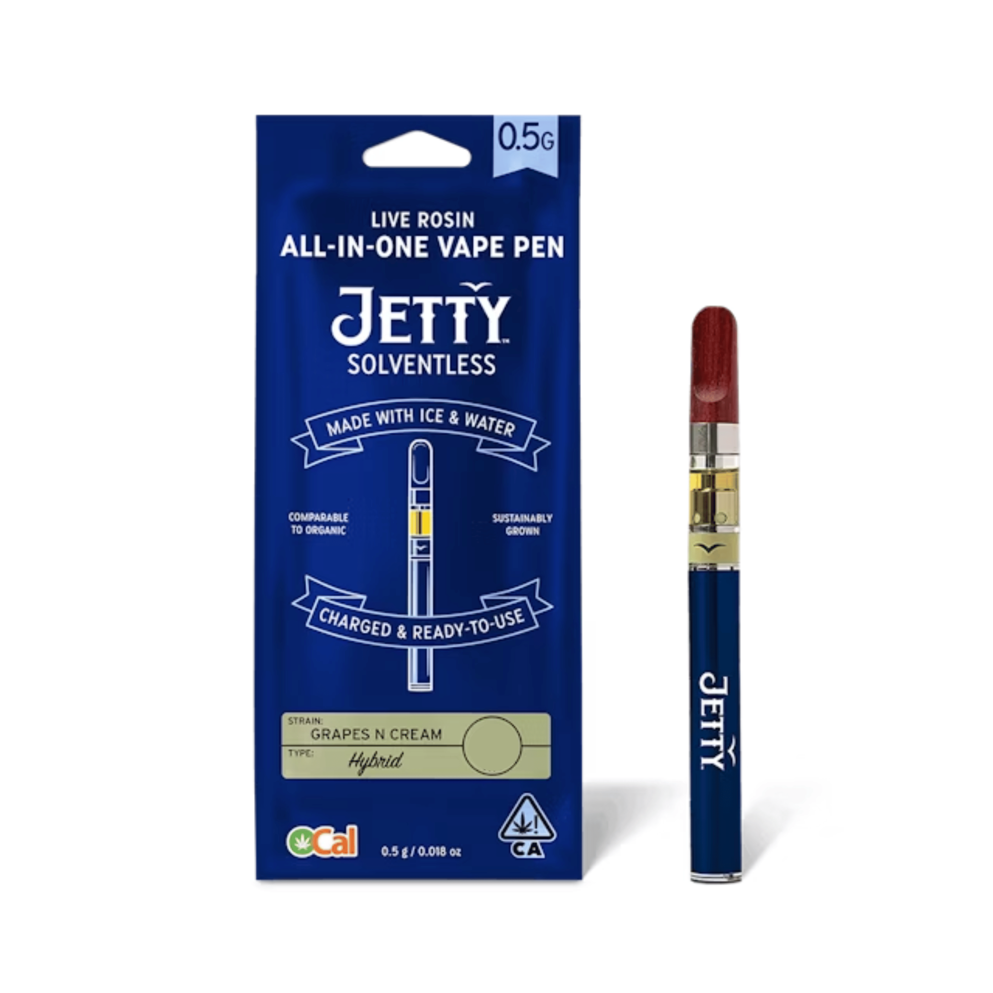 Grapes n Cream OCal Solventless All-in-One Vape Pen .5g - Jetty Extracts - - $43.75 - Disposables