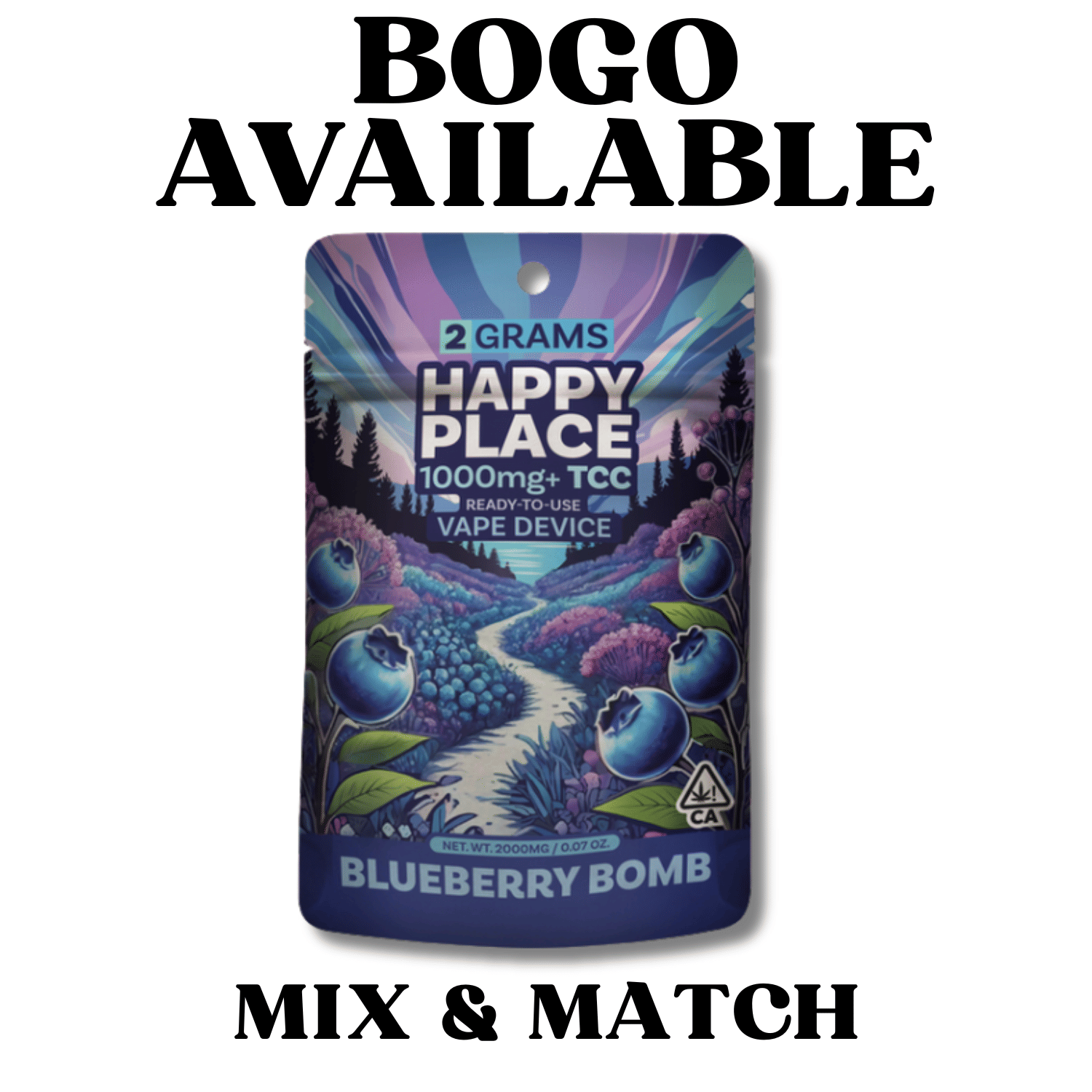 Blueberry Bomb 2g AIO - Happy Place -  - $39.99 - Vapes