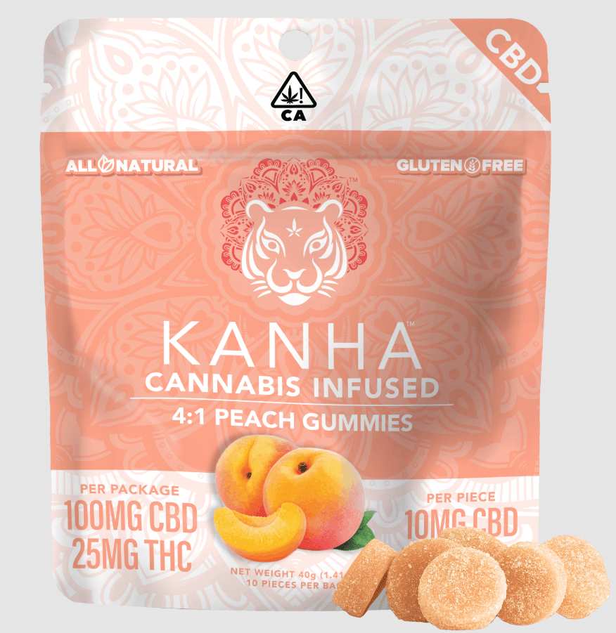 4:1 Peach Gummies 100mg - Kanha - Gummies - $18 - Edible