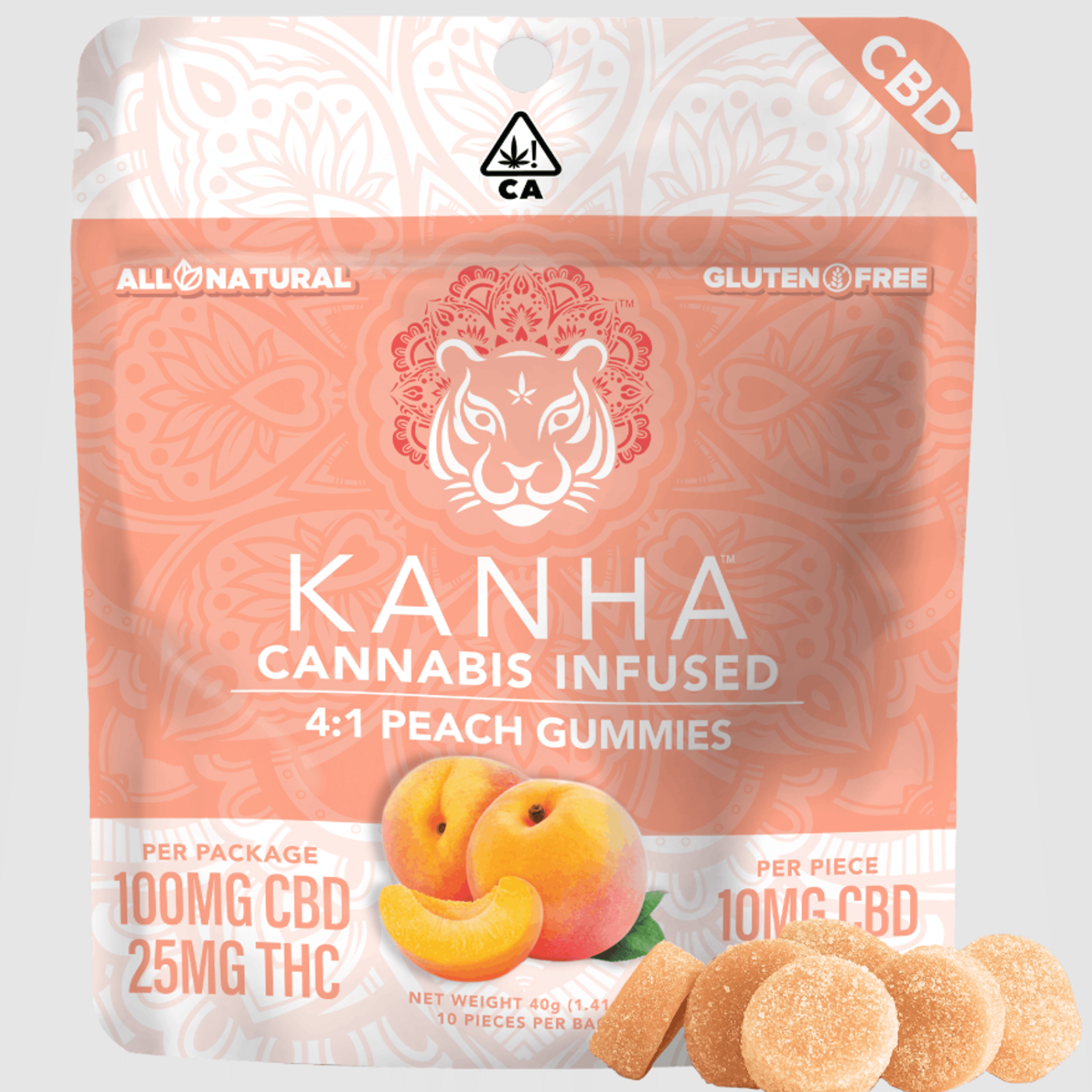 4:1 Peach Gummies 100mg - Kanha - Gummies - $18 - Edible