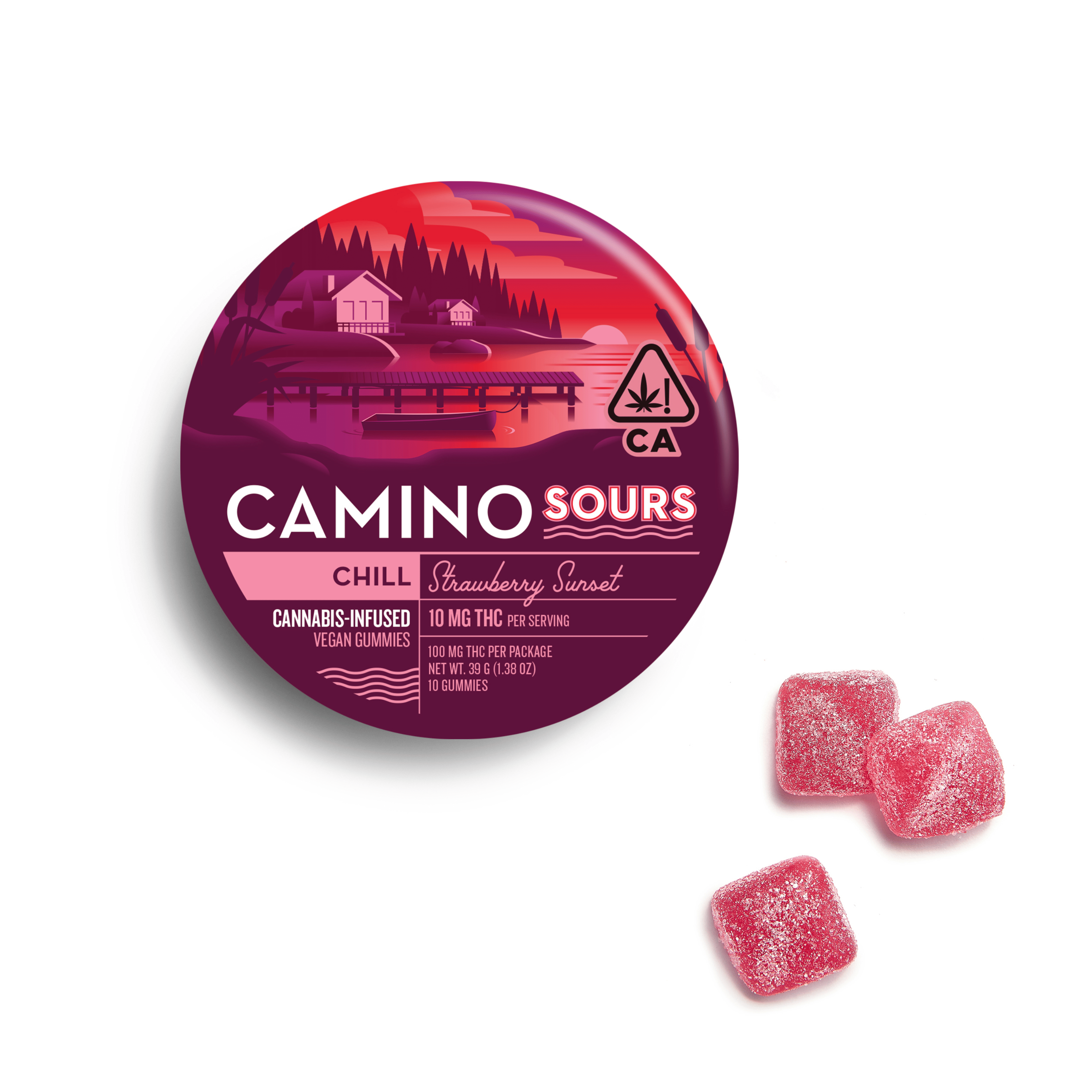 Camino Sours | Strawberry Sunset Gummies - 100mg - Camino by Kiva - - $18 - Edibles