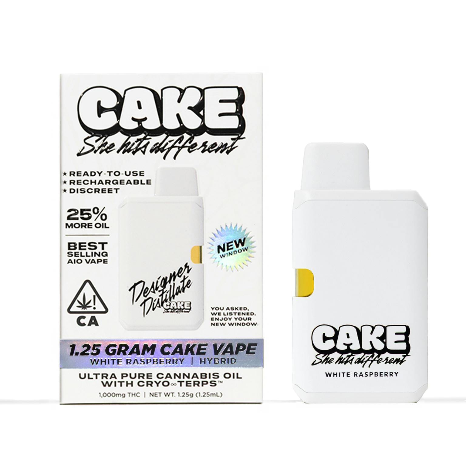 White Raspberry - 1.25 Grams - Hybrid - Designer Distillate - CAKE she hits different -  - $30 - Vape Pens