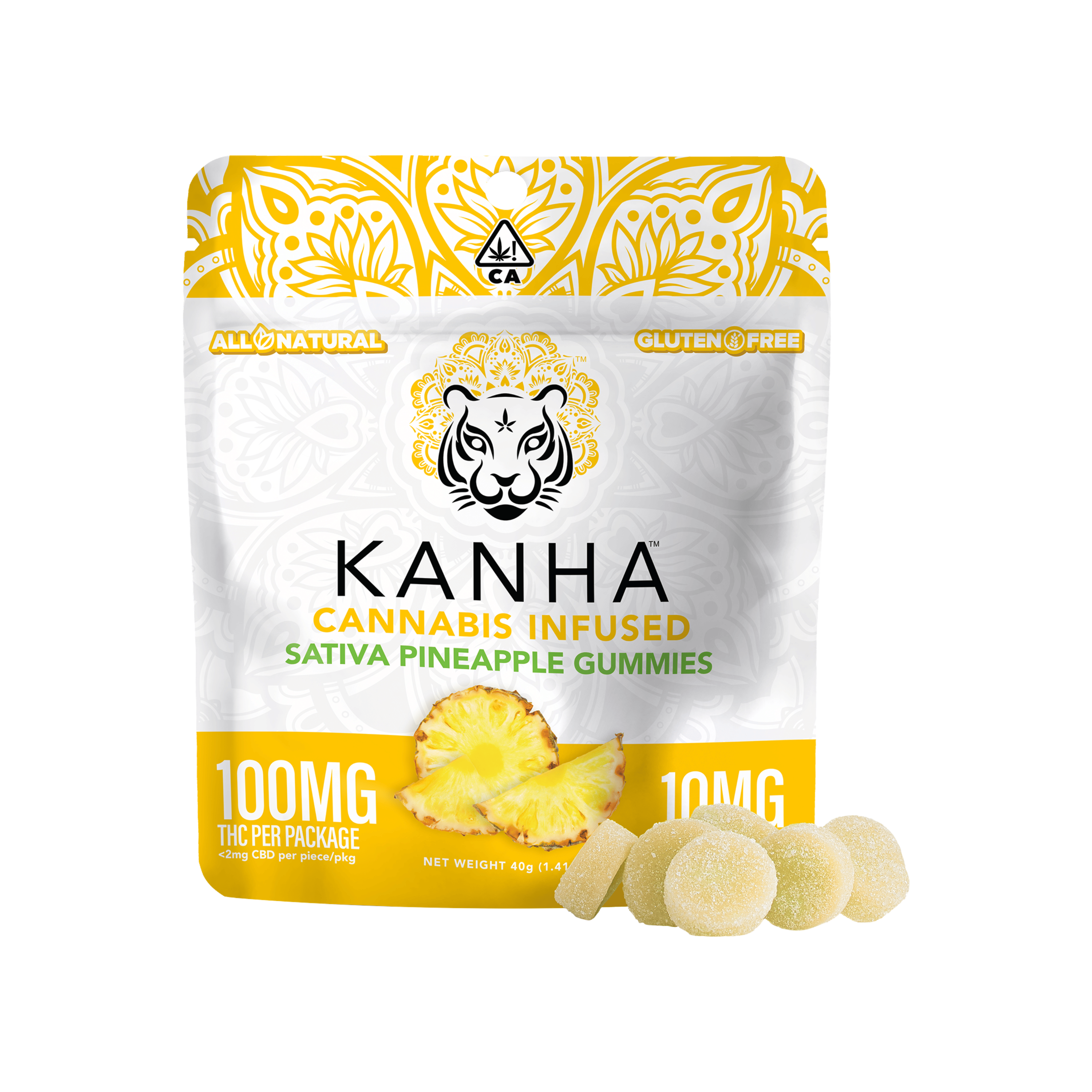 Sativa Pineapple Gummies - 100mg - Kanha Gummies - - $16 - Edibles