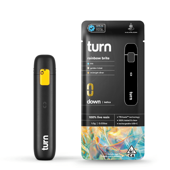 Turn Down Live Resin AIO | 1g - Rainbow Brite - Indica - Turn -  - $37 - All-In-Ones