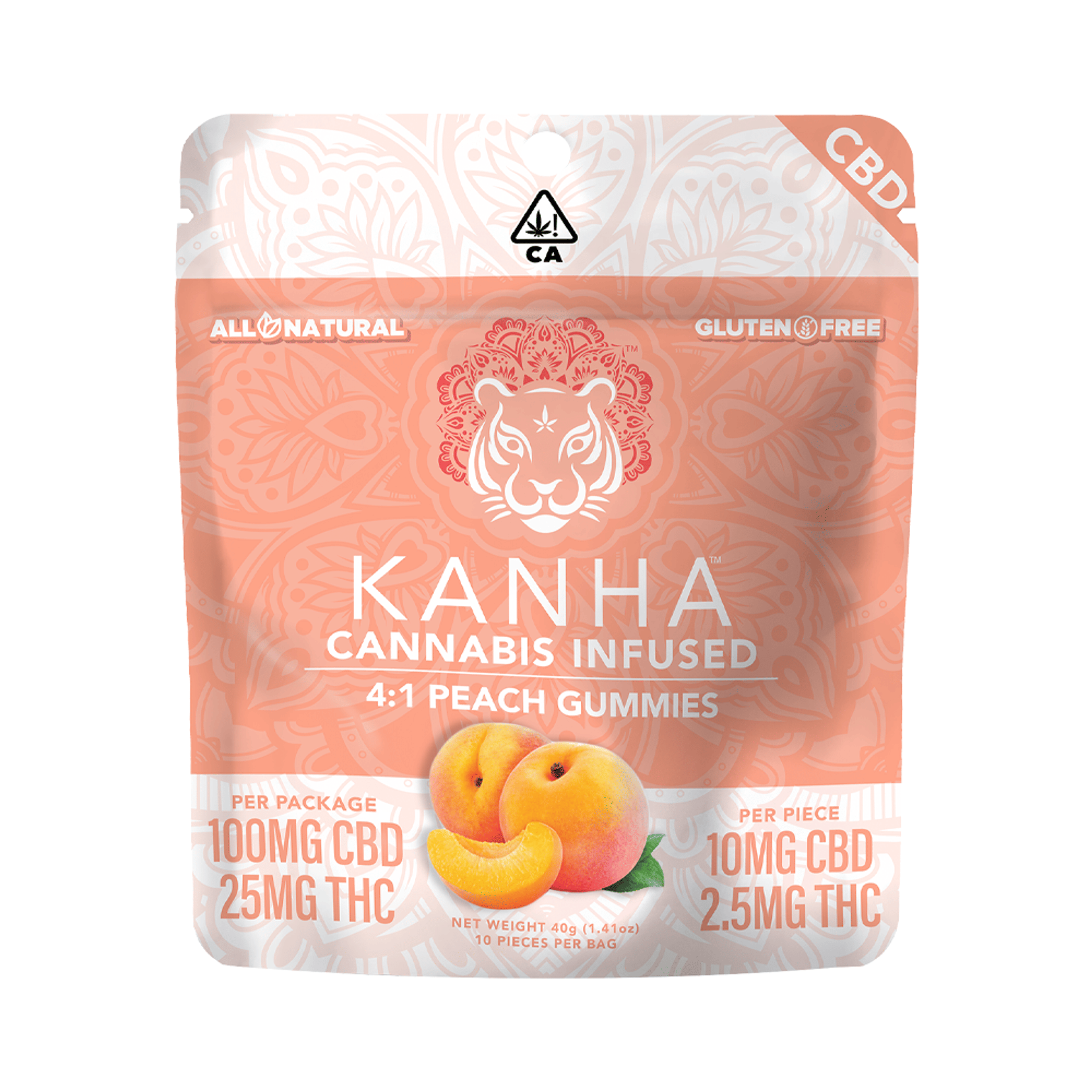 Peach Cbd Gummies (4:1) (10Pk) - Kanha - null - $20 - Edible
