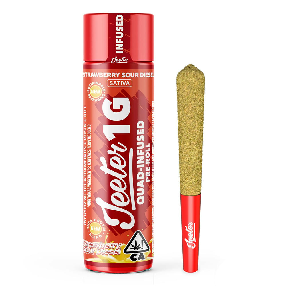 Strawberry Sour Diesel (S) - 1g Infused Preroll *B2G1 EVERYDAY* - Jeeter - Strawberry Sour Diesel (S) - $14.99 - Pre-Rolls